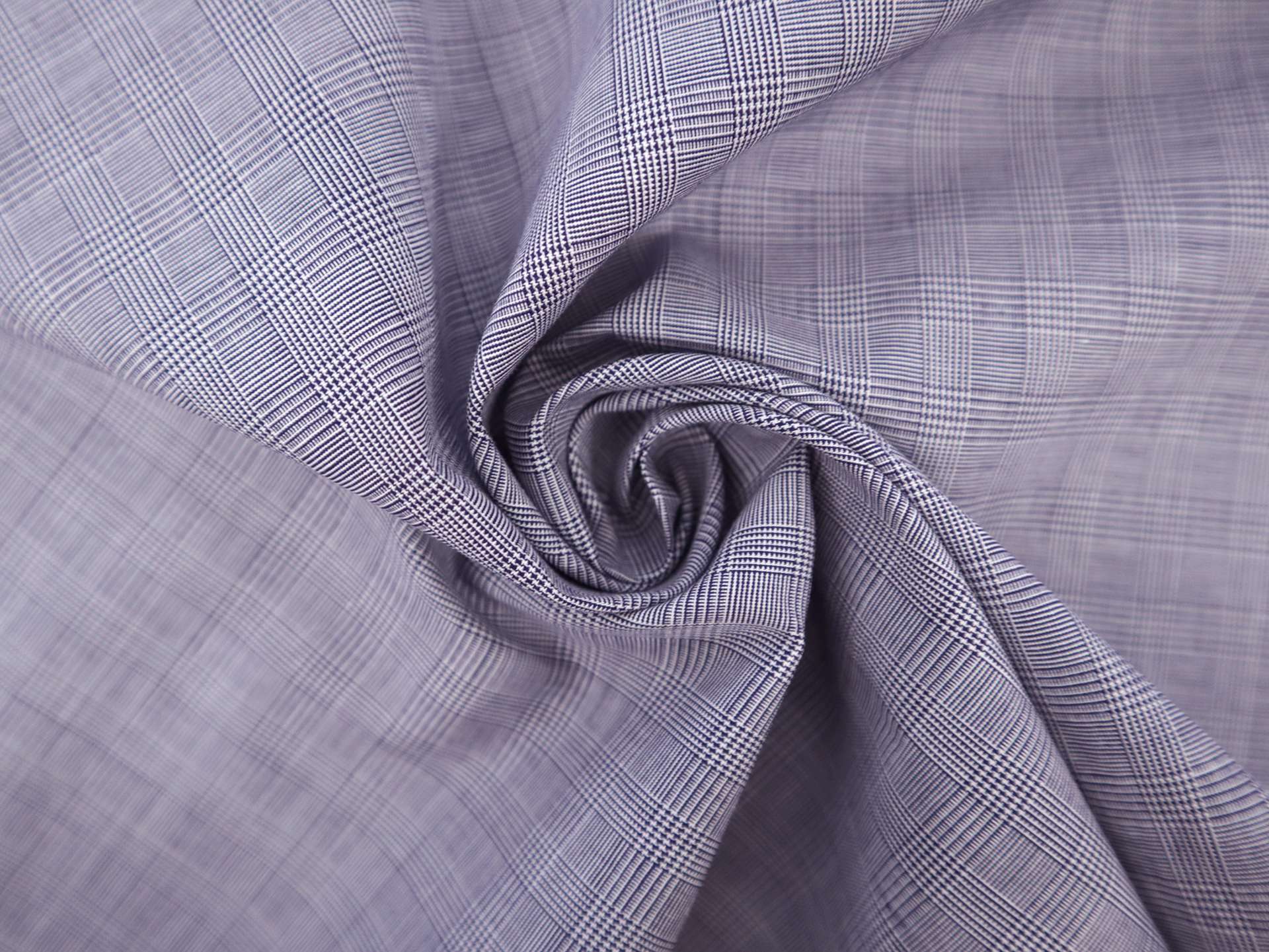 Cotton Glen Check Shirting in Indigo