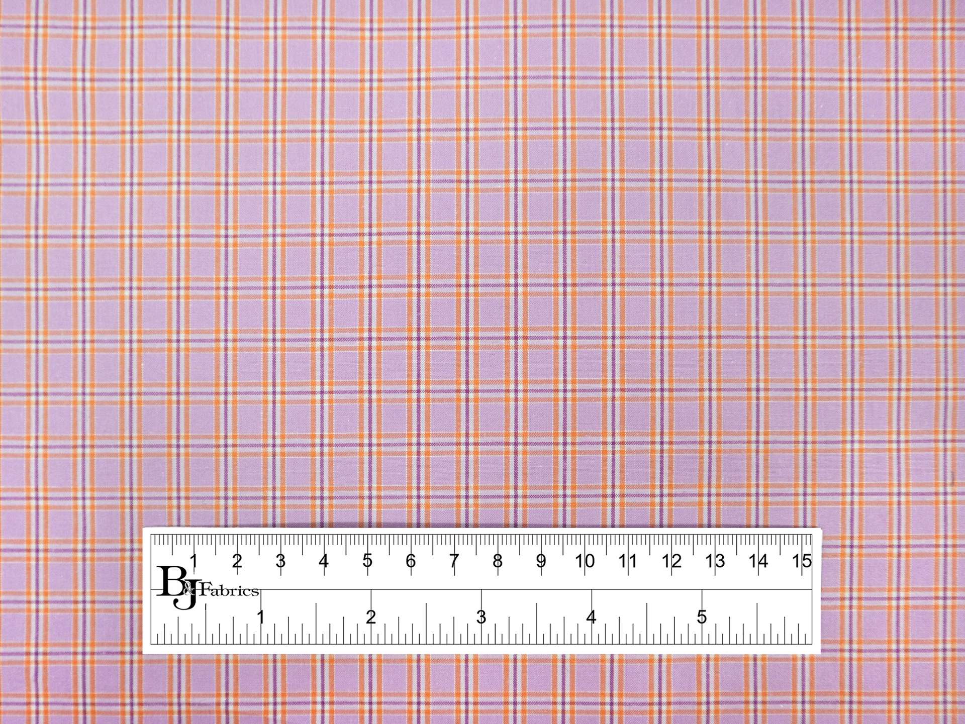 Cotton Check Shirting in Lilac & Orange