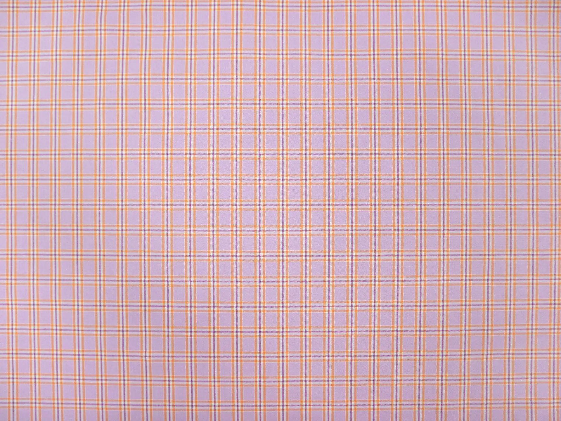 Cotton Check Shirting in Lilac & Orange