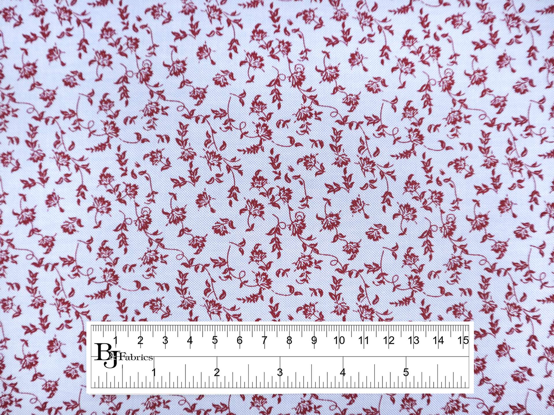 Cotton Oxford Floral Print in Wine