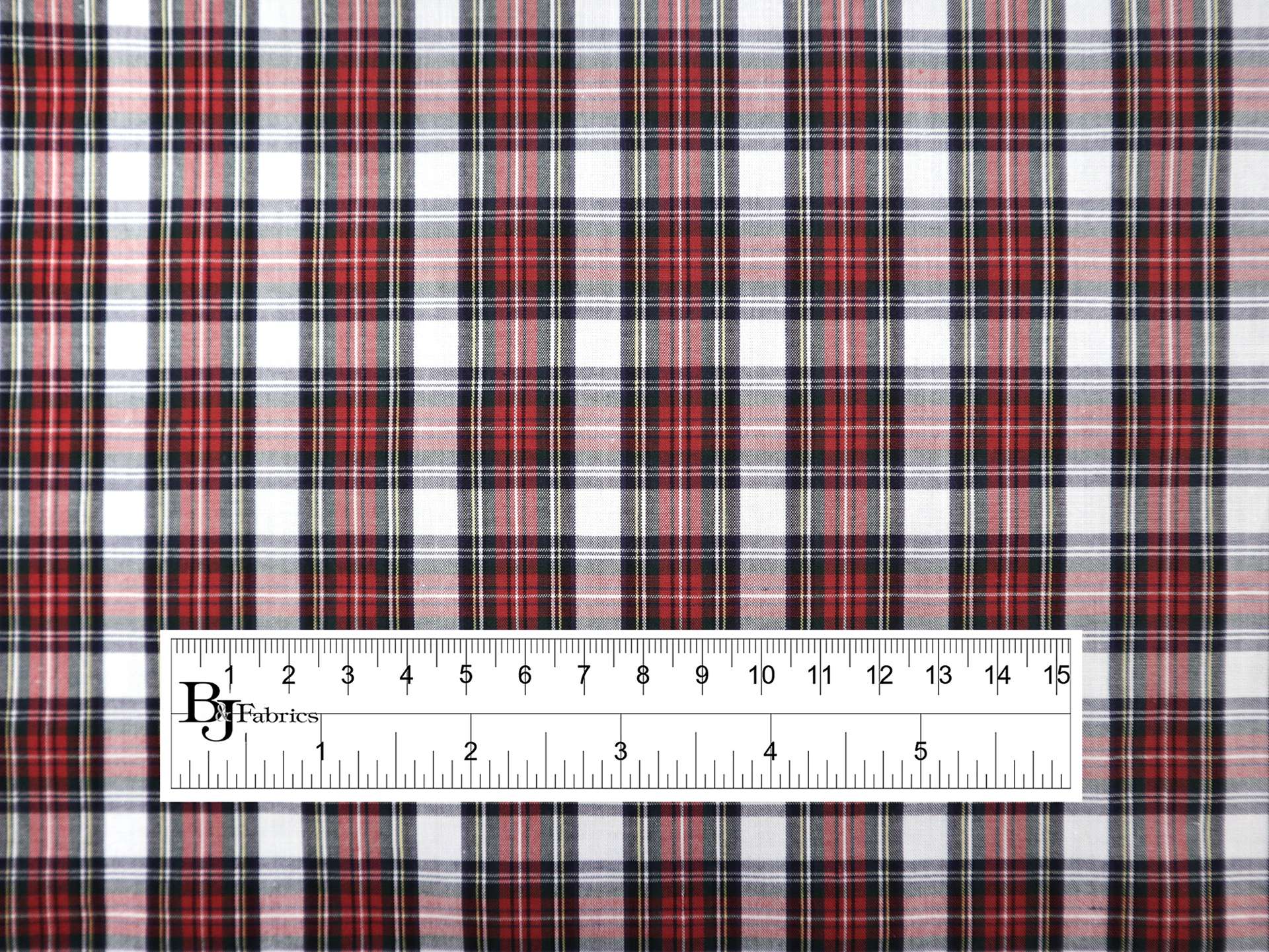 Pima Cotton Tartan Plaid in Red, Black & White