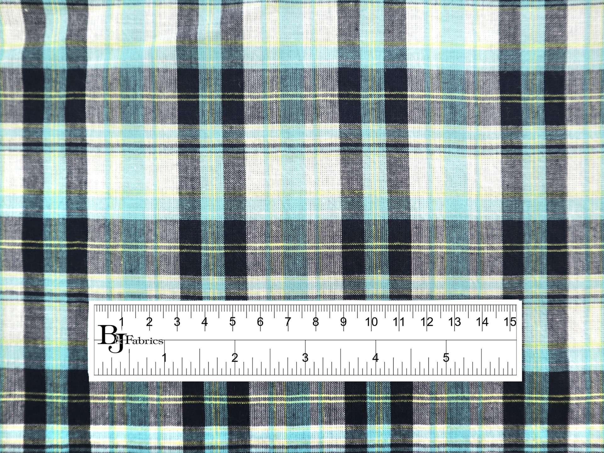 Lightweight Cotton Plaid Shirting in Turquoise & Navy