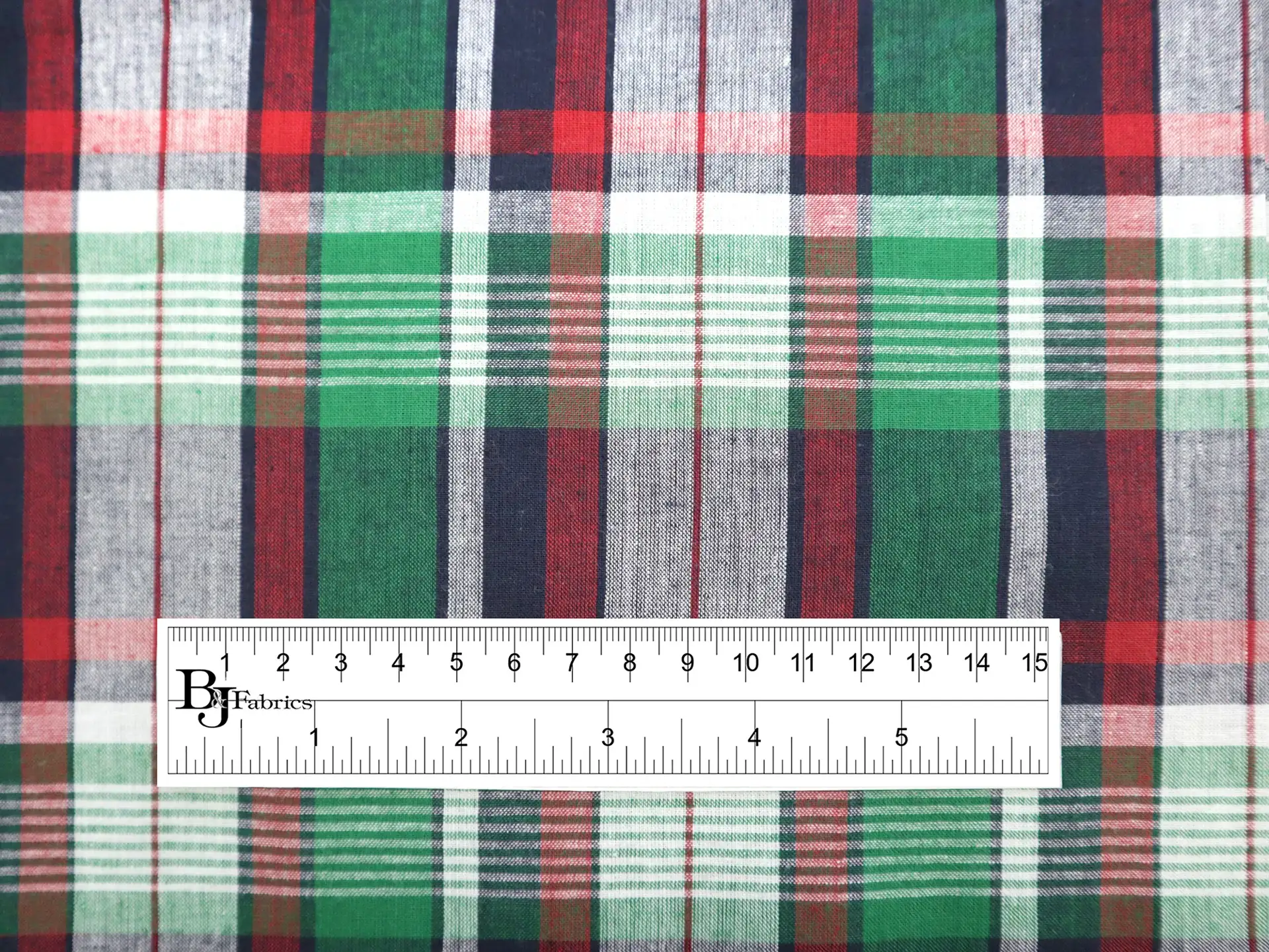 Cotton Plaid in Green, Navy & Red