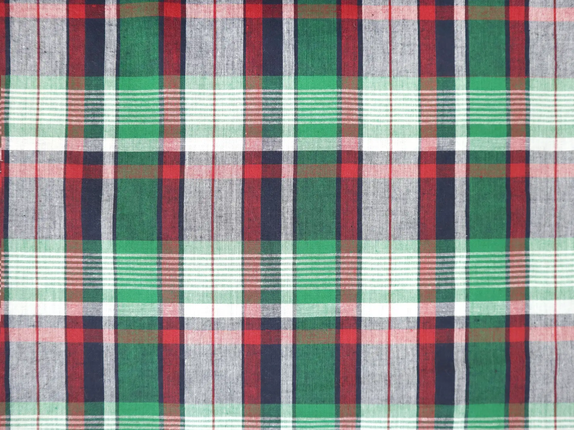 Cotton Plaid in Green, Navy & Red