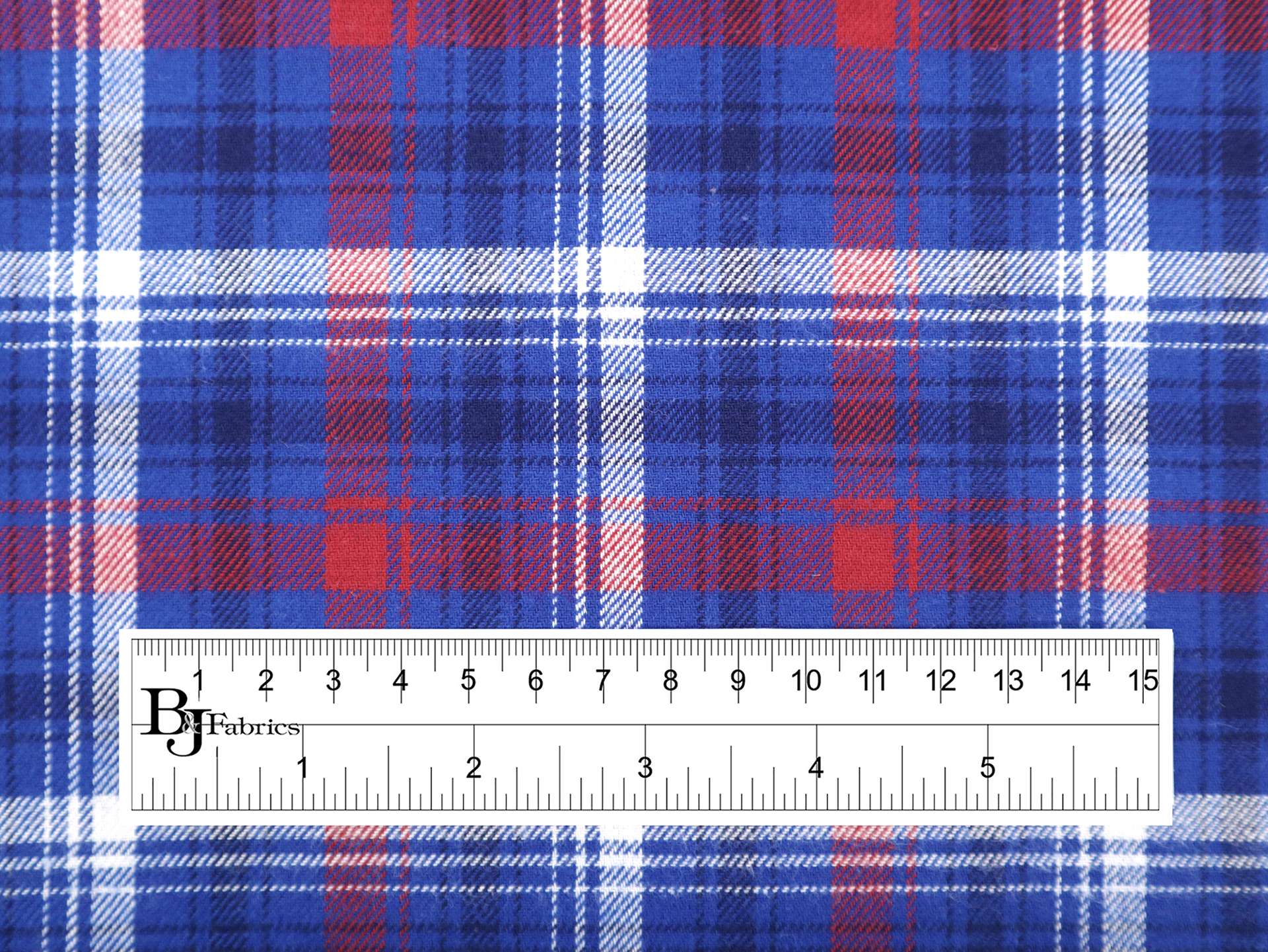 Cotton Flannel Plaid in Blue, Red & White