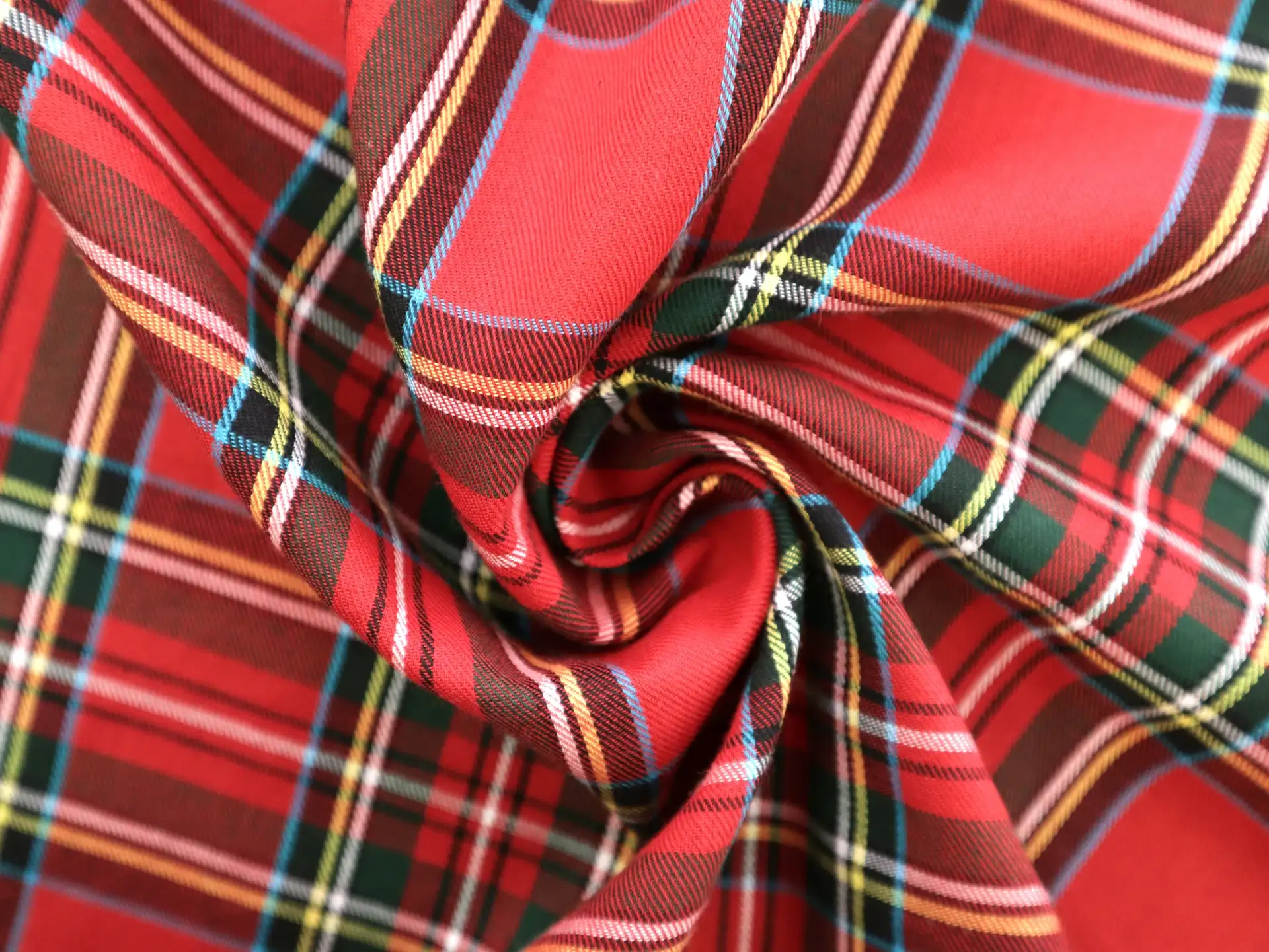 Cotton Stewart Tartan Twill Shirting in Red