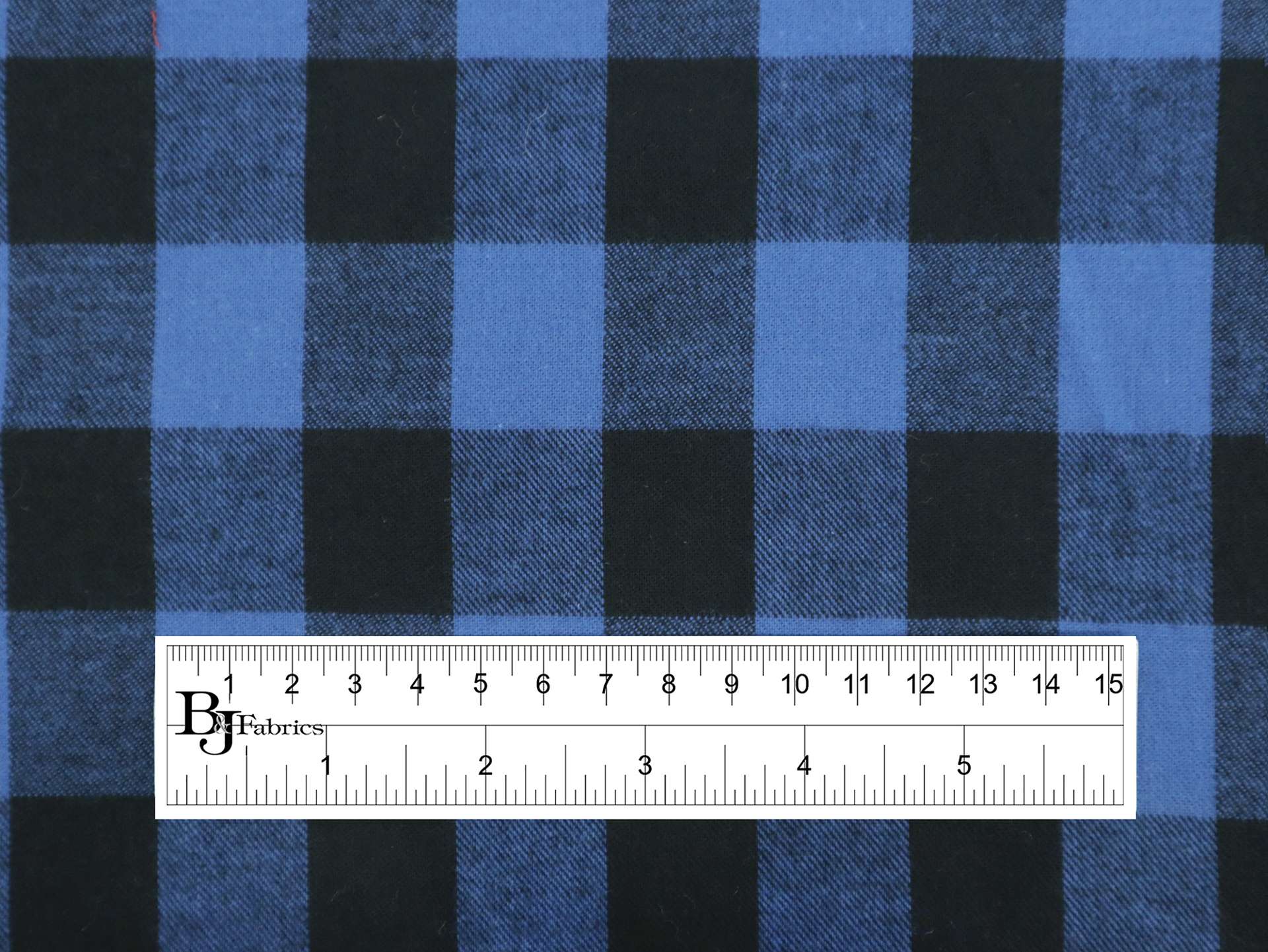 Cotton Flannel Buffalo Check in Cobalt Black