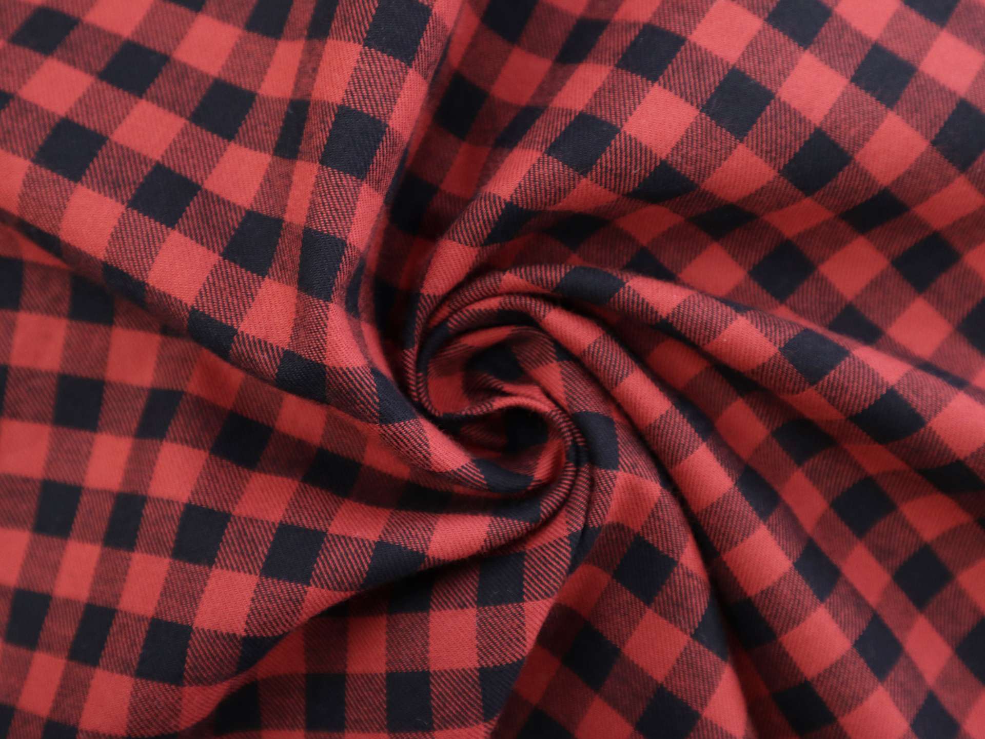 Cotton Flannel Check in Crimson Black