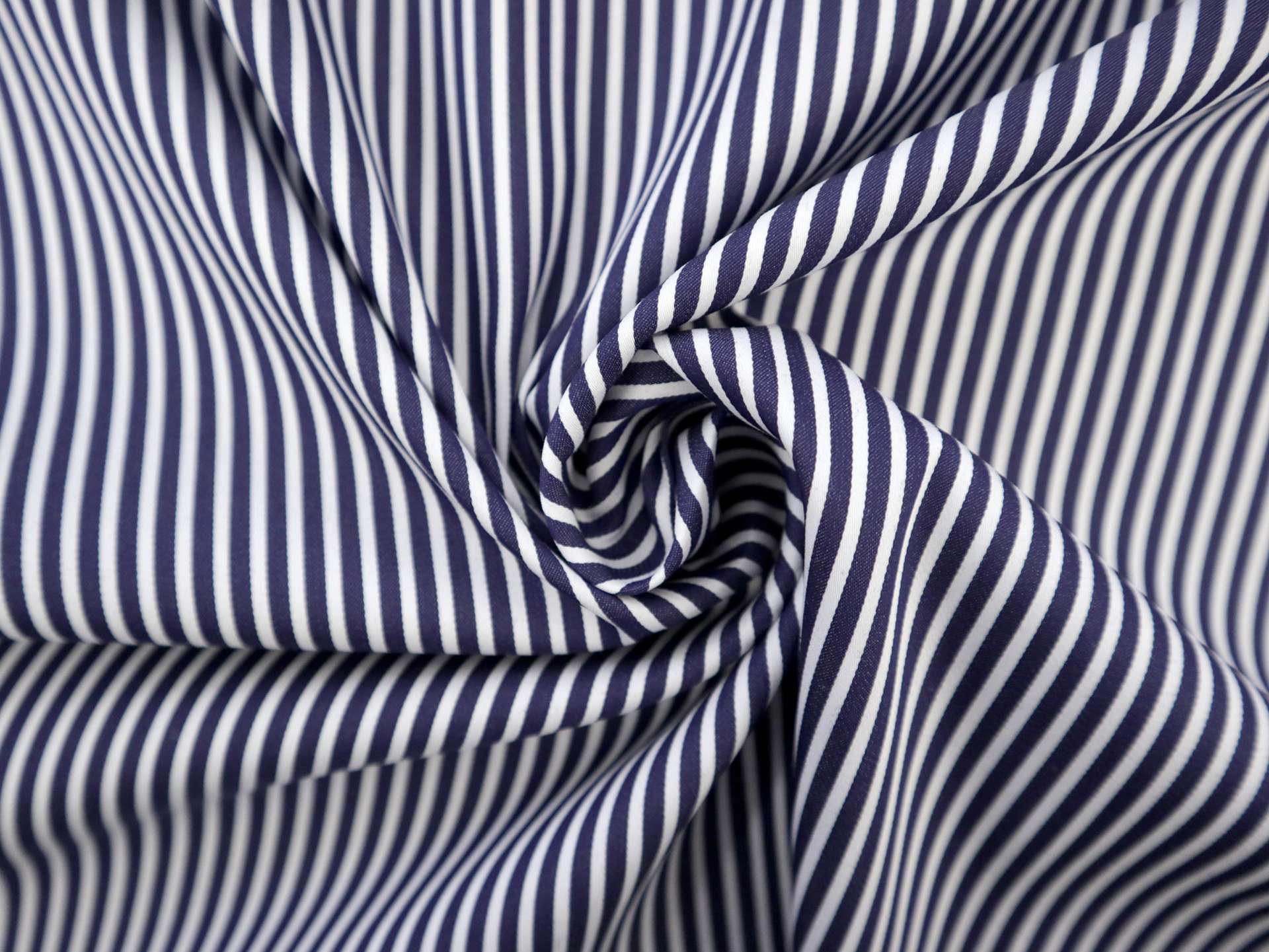 Stretch Cotton Sateen Stripe in Navy