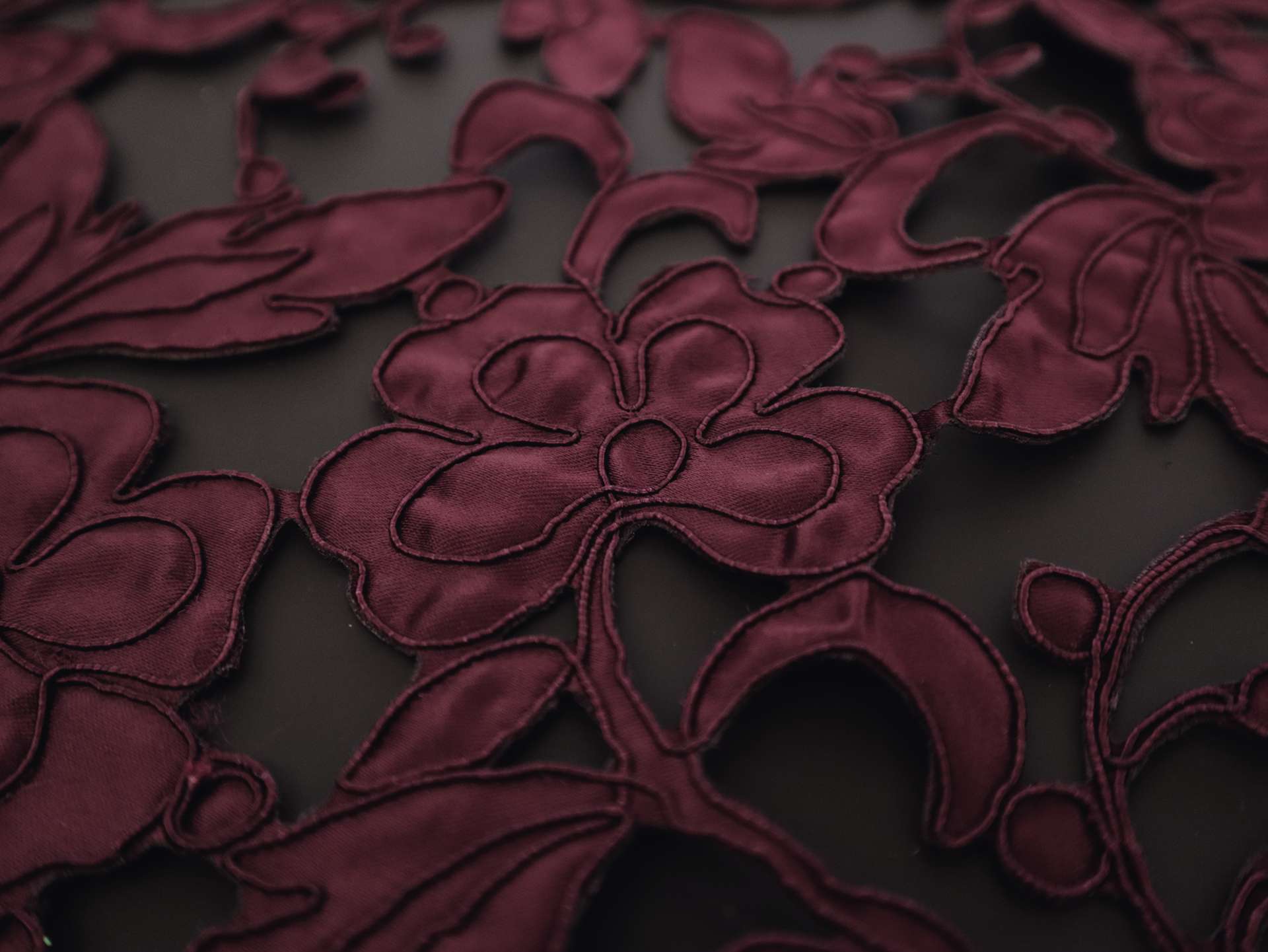 Laser Cut Corded Satin with Floral Pattern