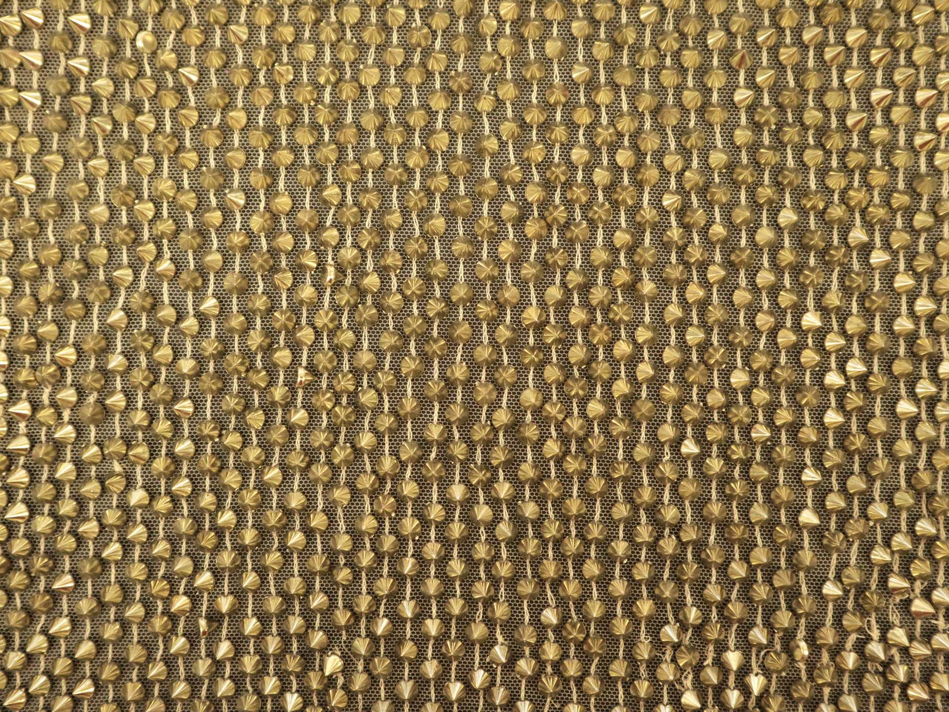 Novelty Beaded Tulle with Spikes in Gold