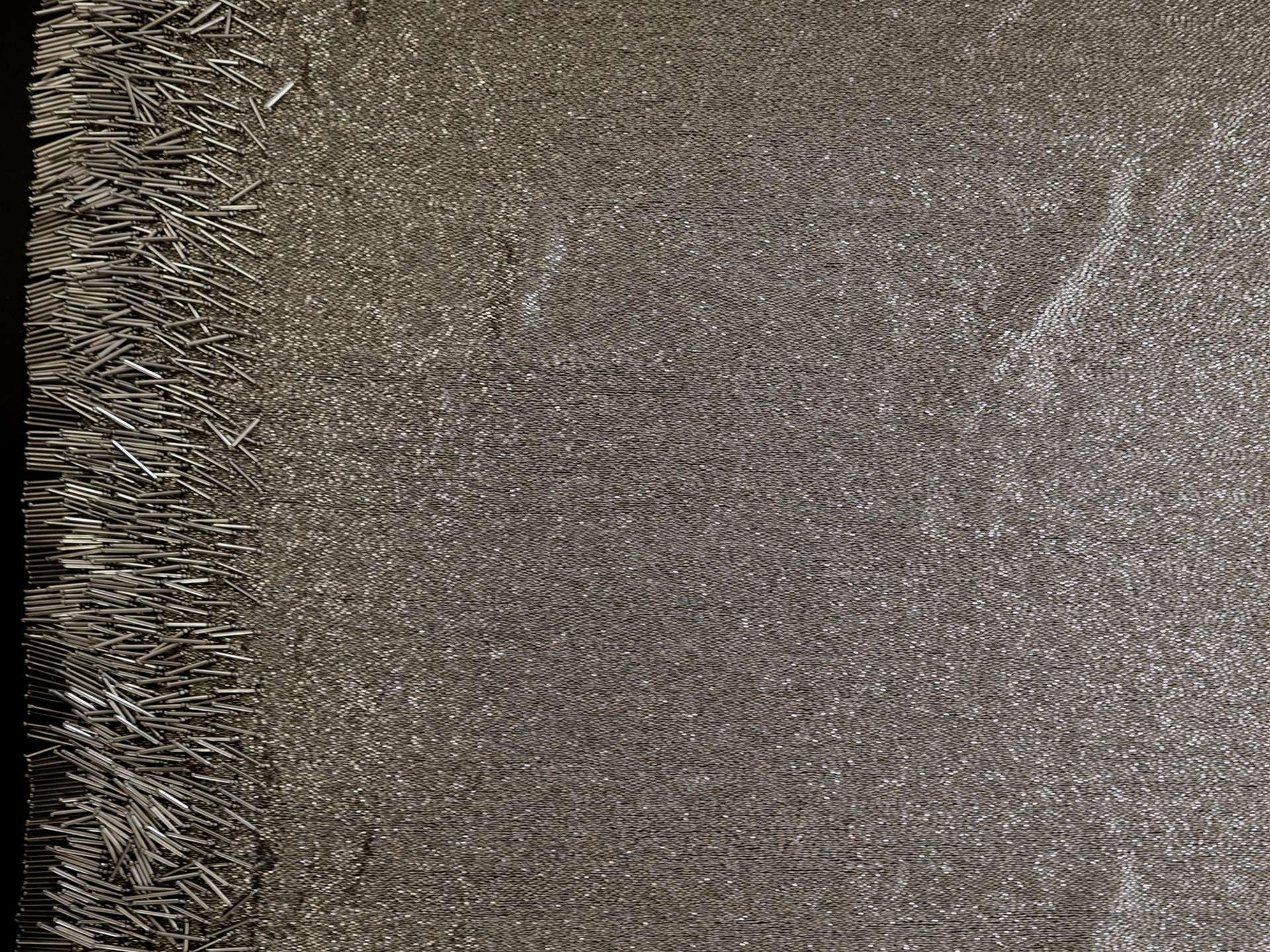 Novelty Bugle Beads on Tulle in Gunmetal