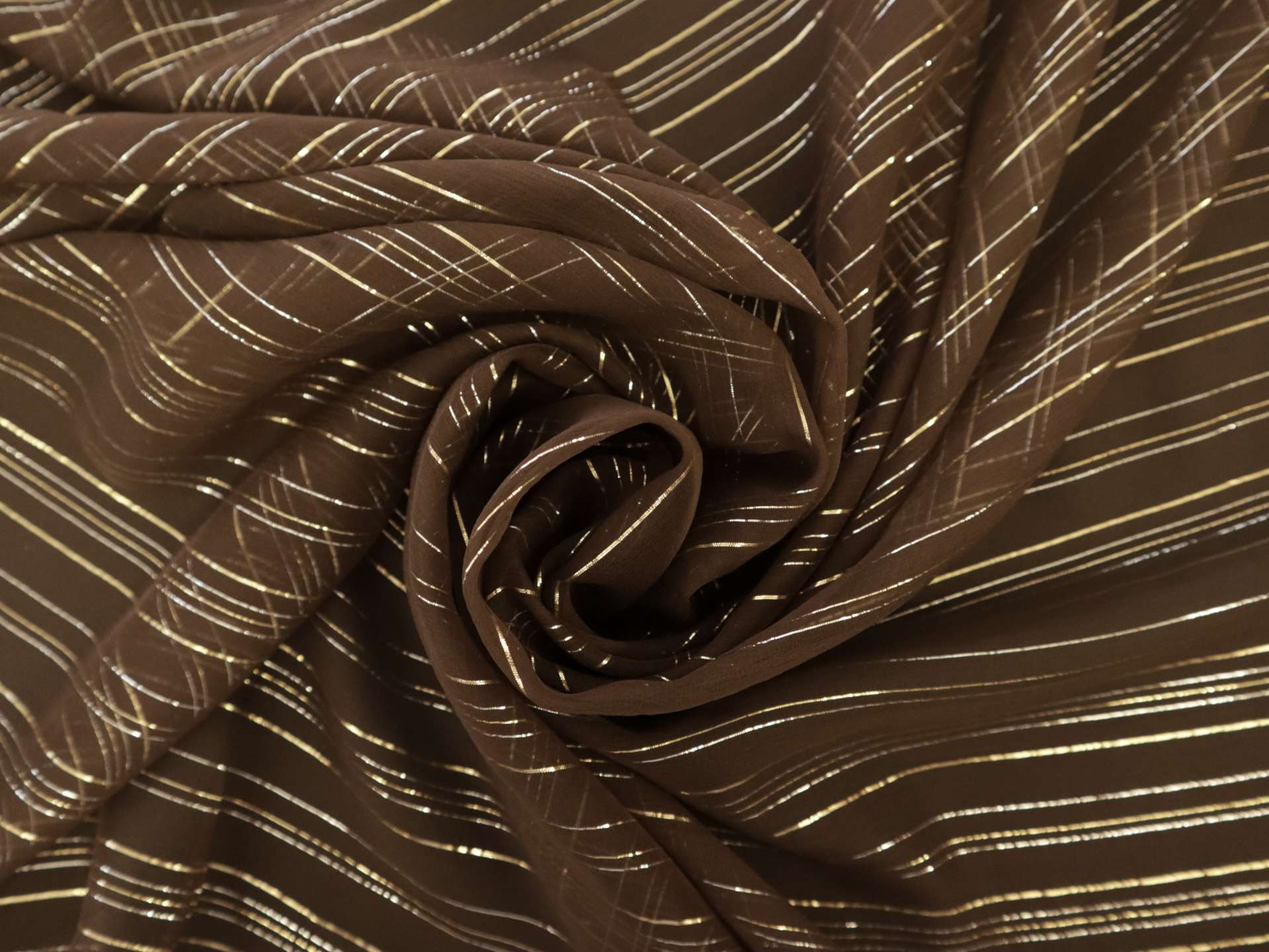 Silk Chiffon Lamé in Brown, Gold & Silver