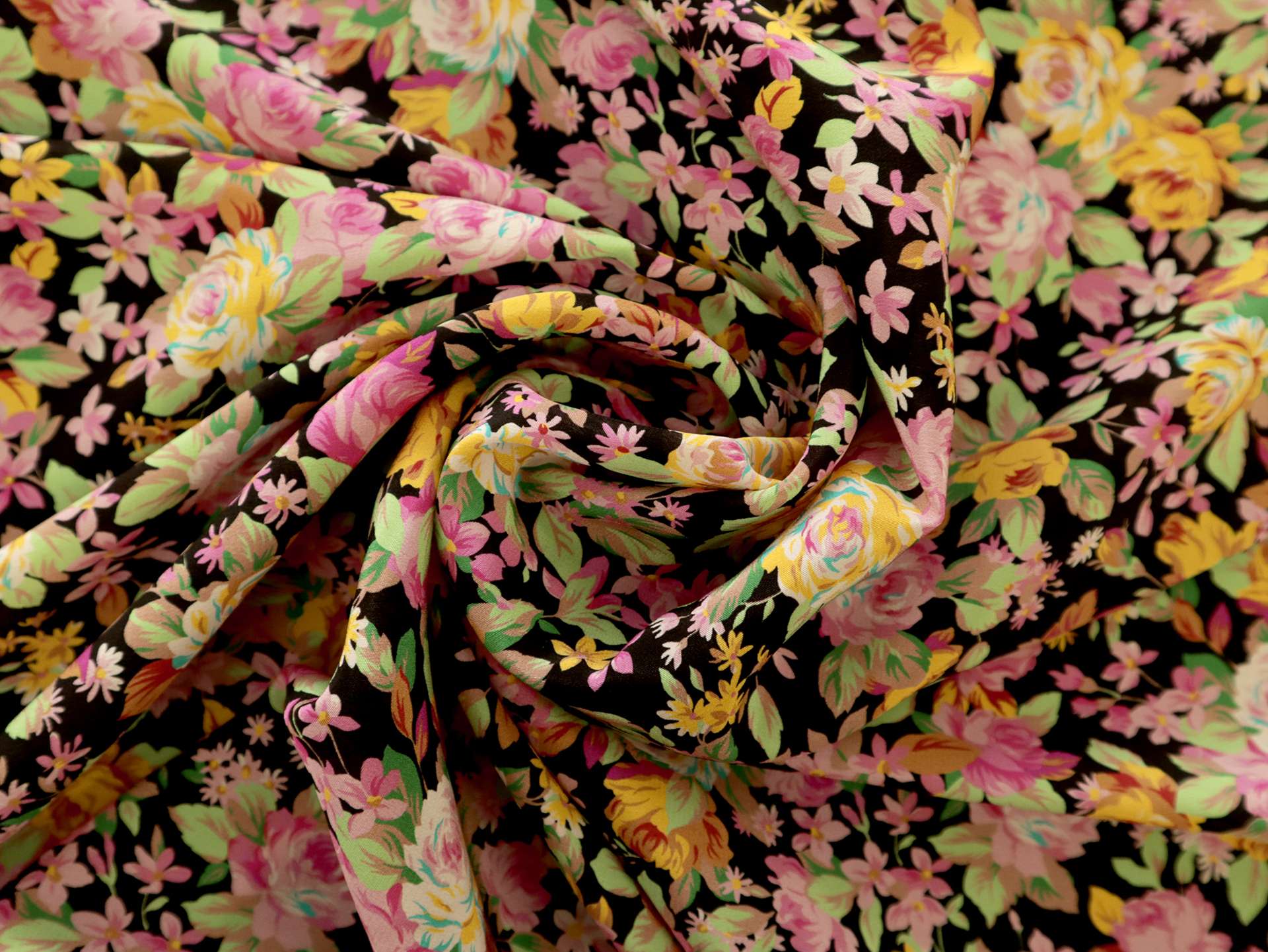 Silk Crepe de Chine in Multicolor Florals