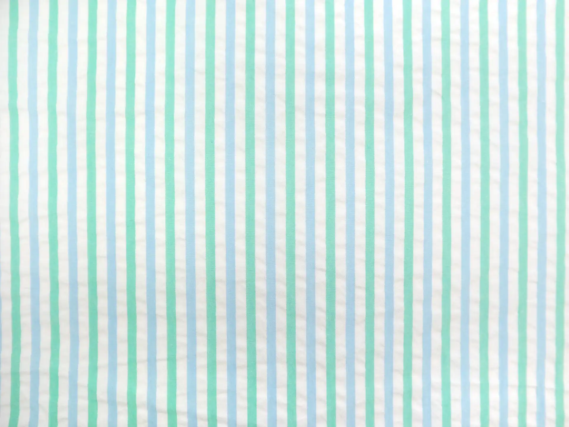 Cotton Seersucker in Blue Ivory and Mint