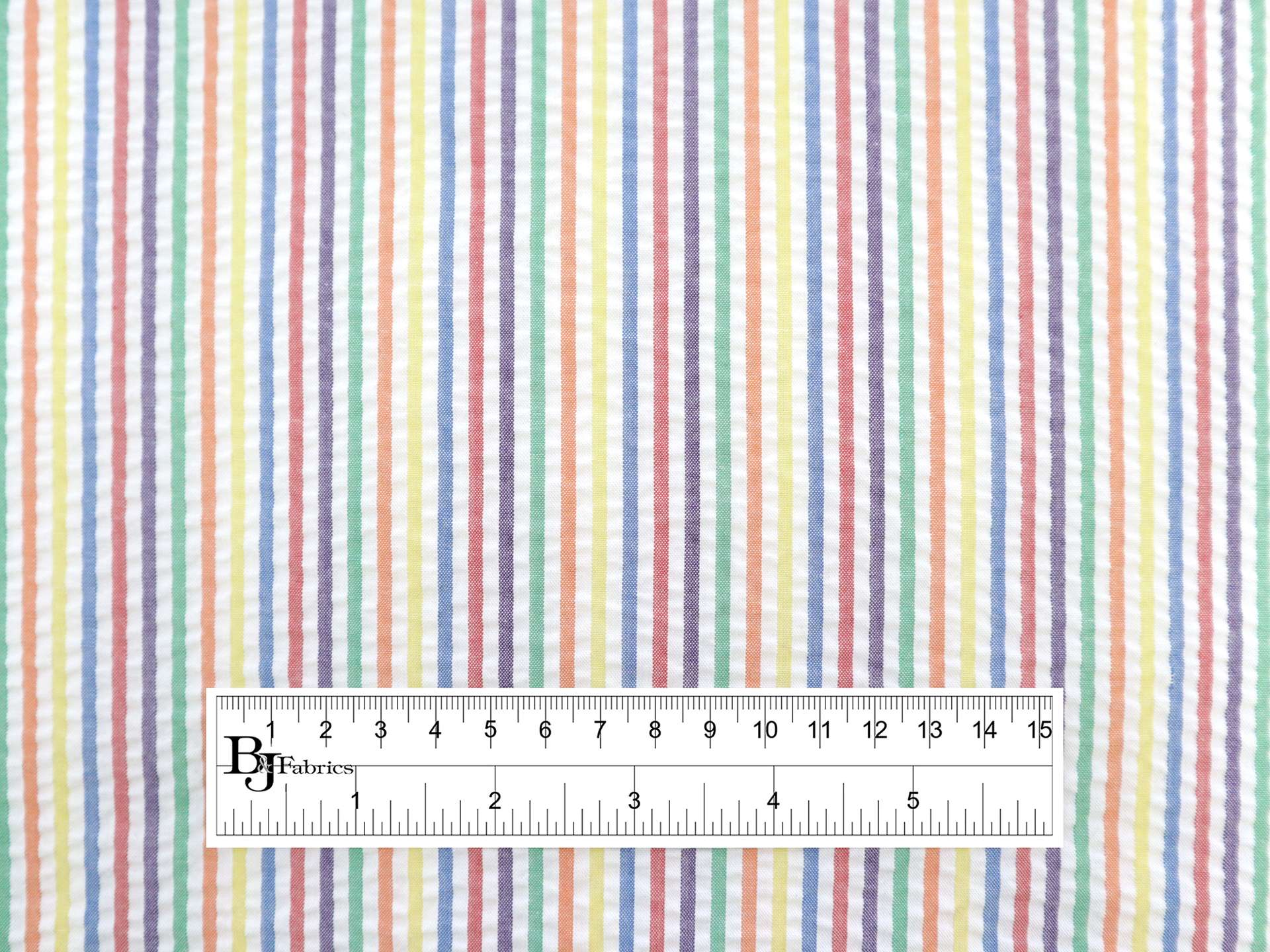 Poly Cotton Seersucker Stripe in Multi