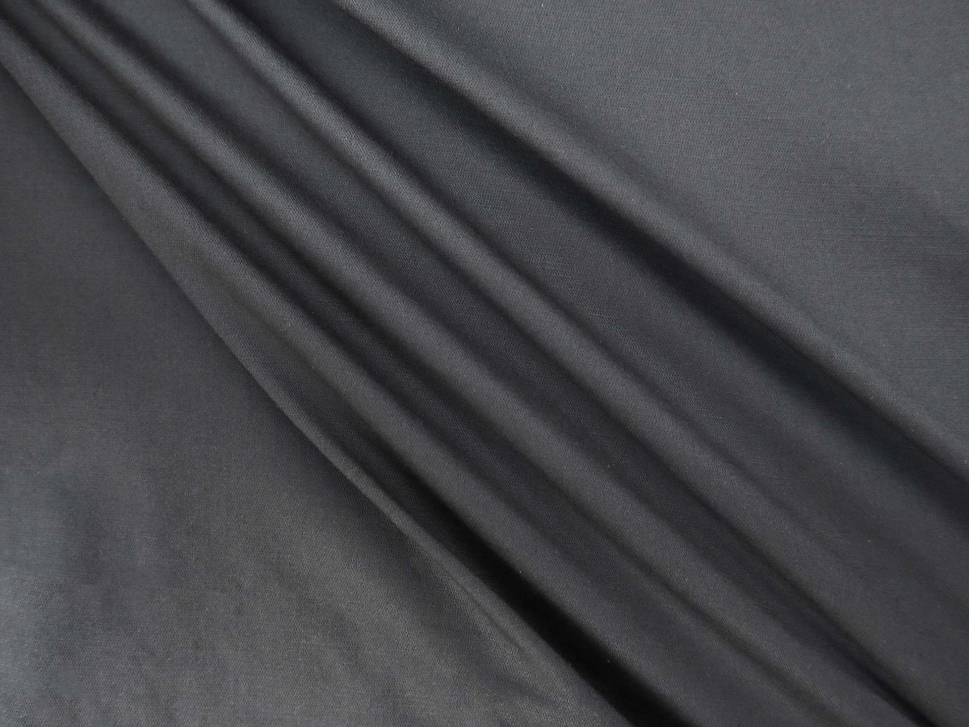 Stretch Cotton Satin Barathea in Off Black