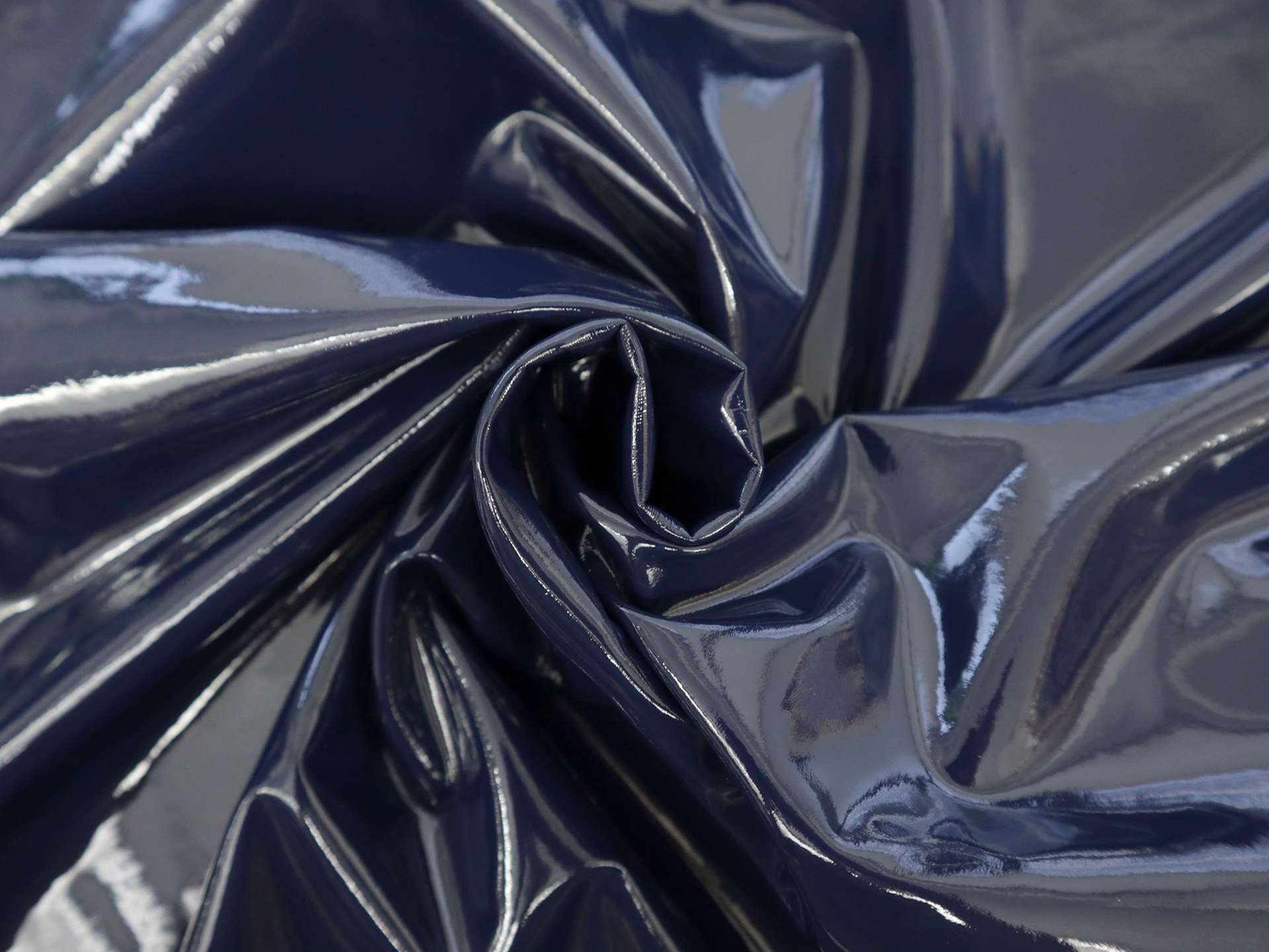 Fleece Knit Backed Wet Look Vinyl in Marine