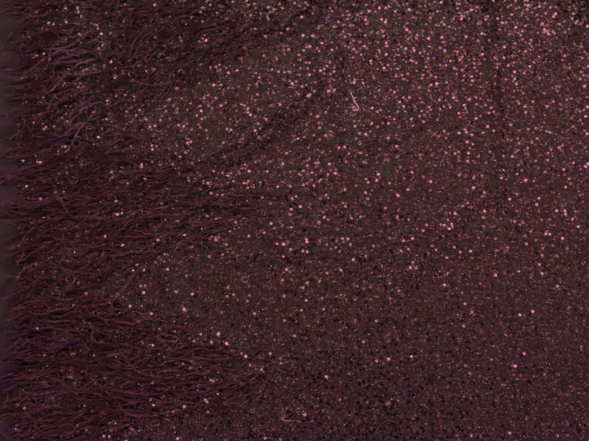 Feathers on Beaded Tulle in Plum