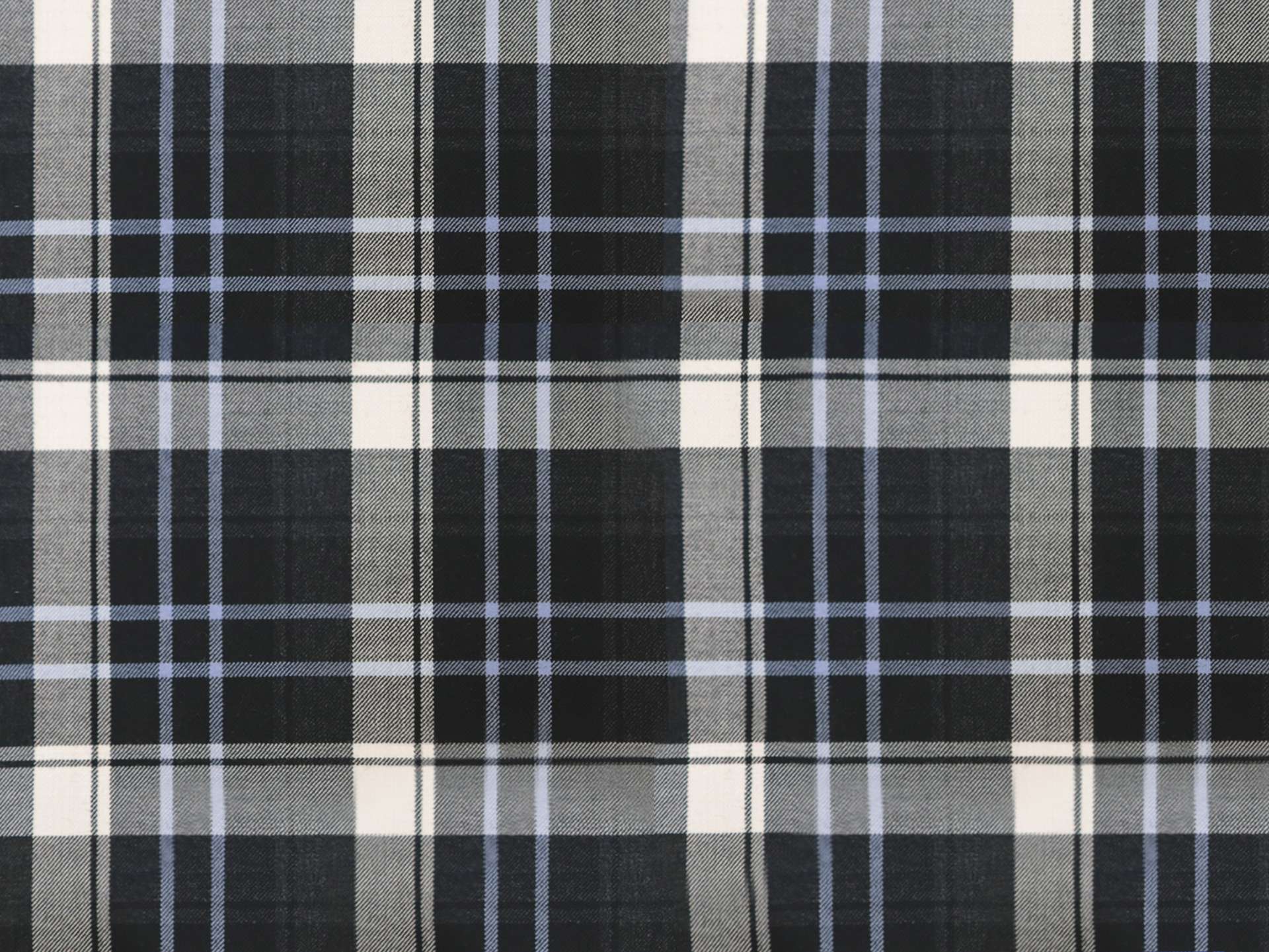 Italian Super 150's Wool Plaid Suiting in Charcoal Powder Blue
