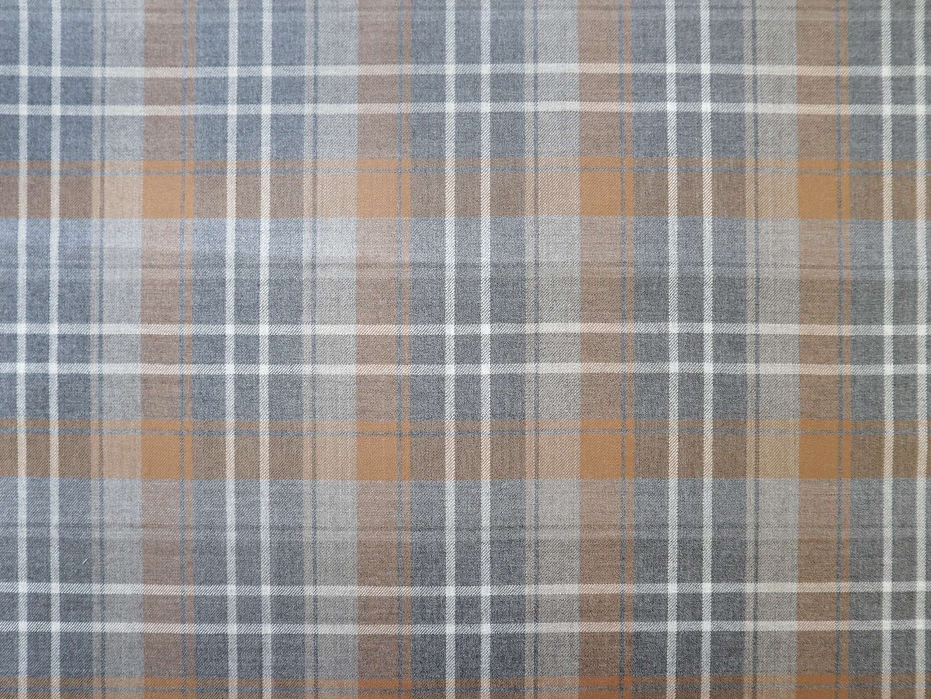 Wool Super 150s Plaid in Copper & Grey