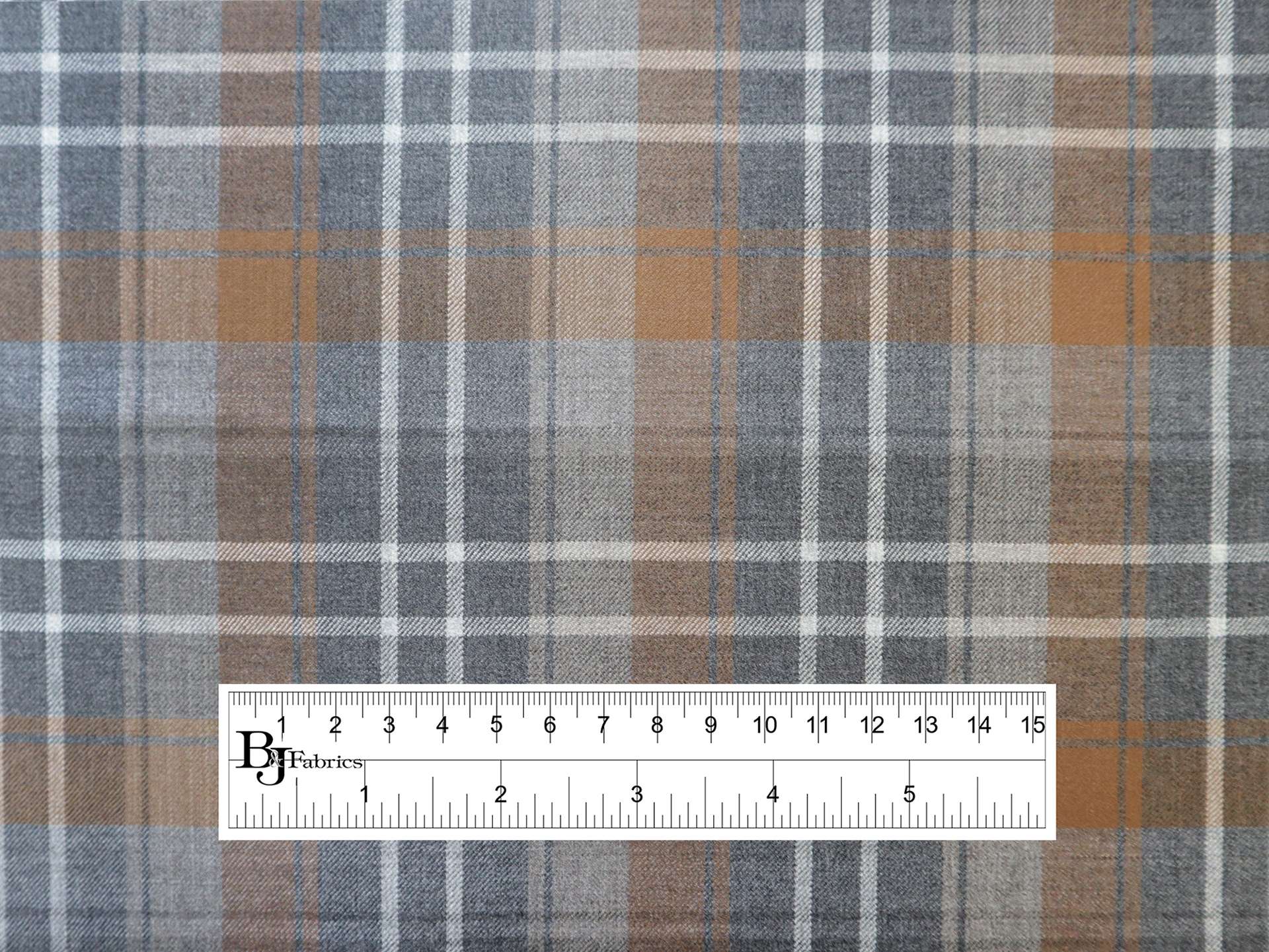 Wool Super 150s Plaid in Copper & Grey