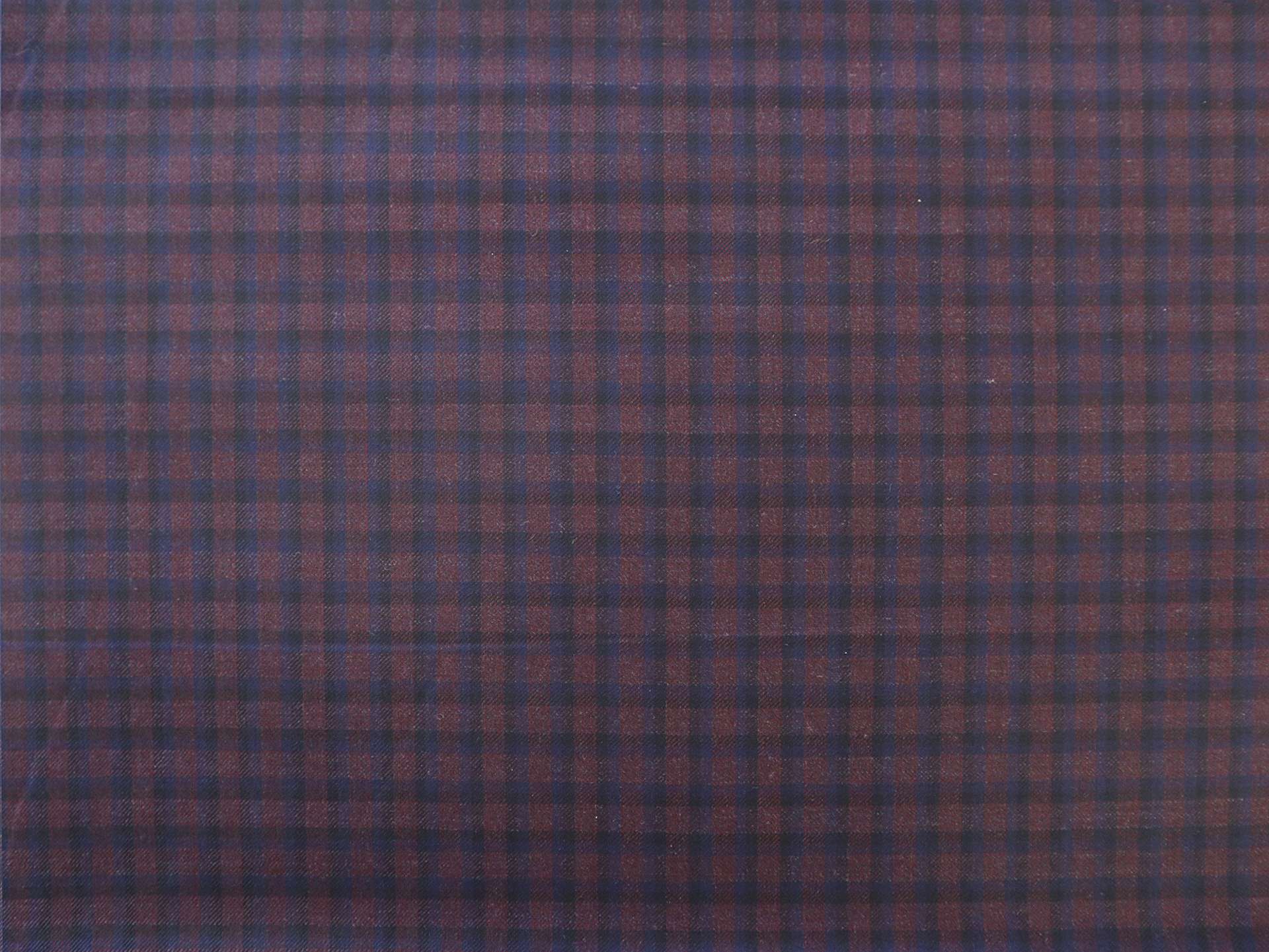 Wool Check Suiting in Navy & Wine