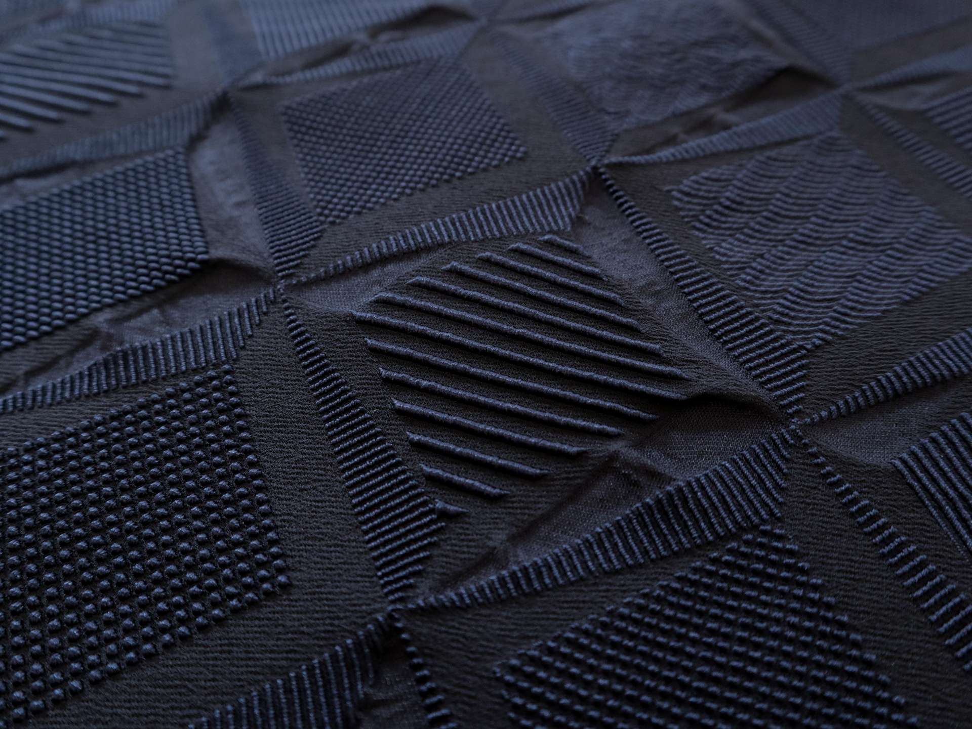 Polyester and Nylon Blend Stretch Brocade in Navy