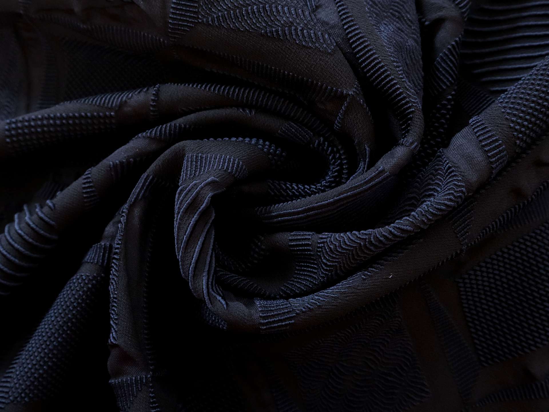Polyester and Nylon Blend Stretch Brocade in Navy