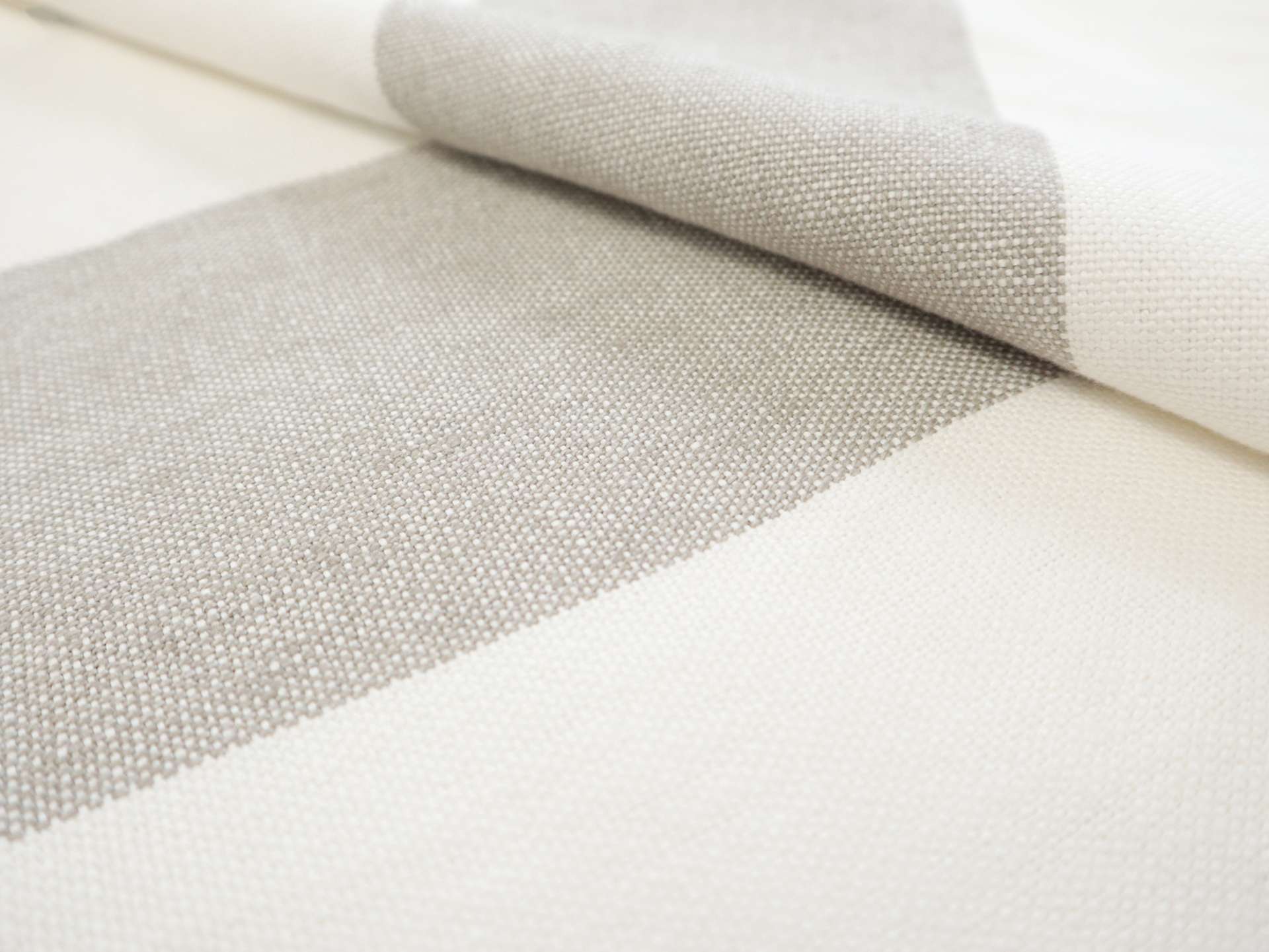 Linen Upholstery Stripe in Grey & Ivory