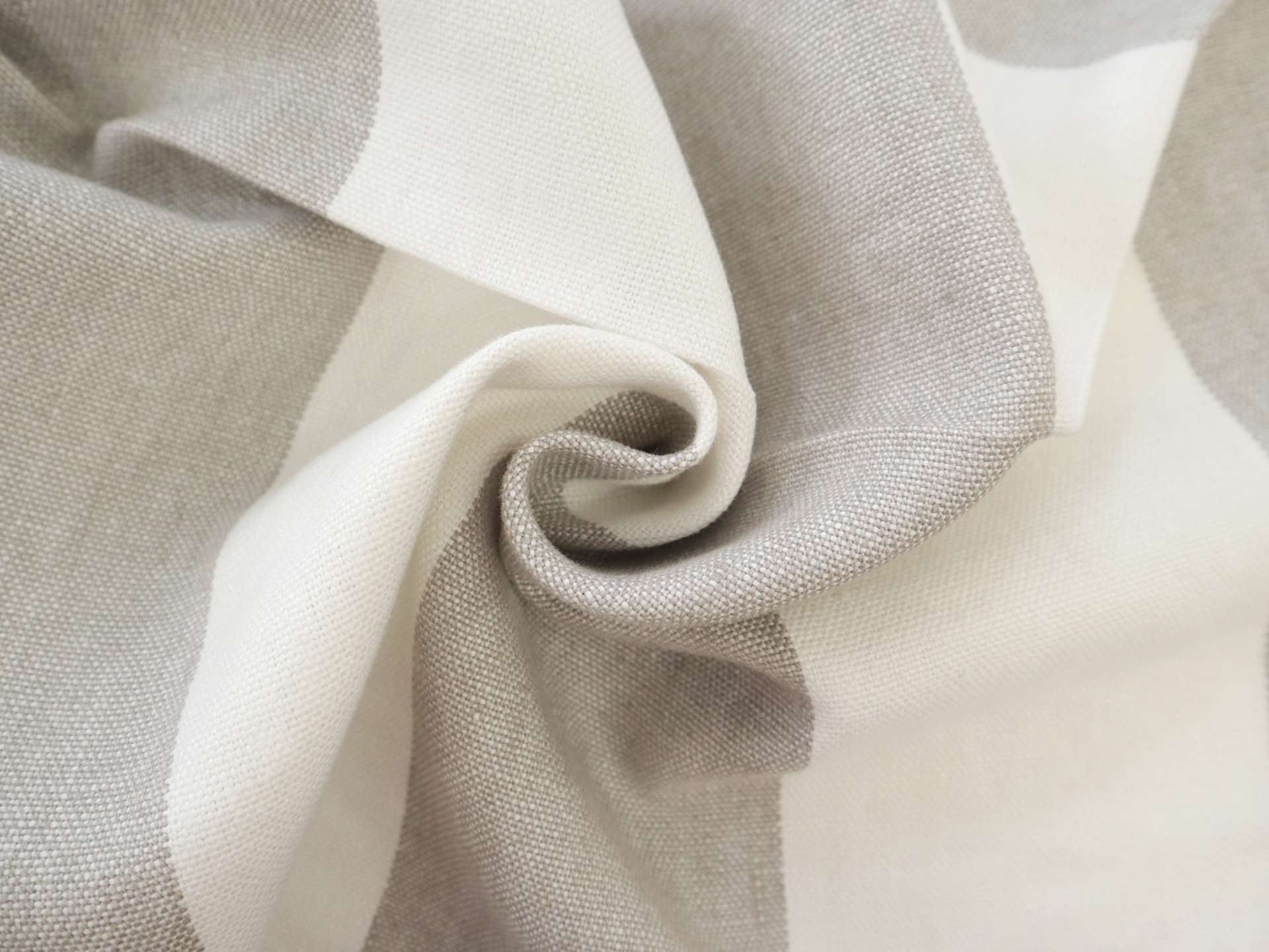 Linen Upholstery Stripe in Grey & Ivory