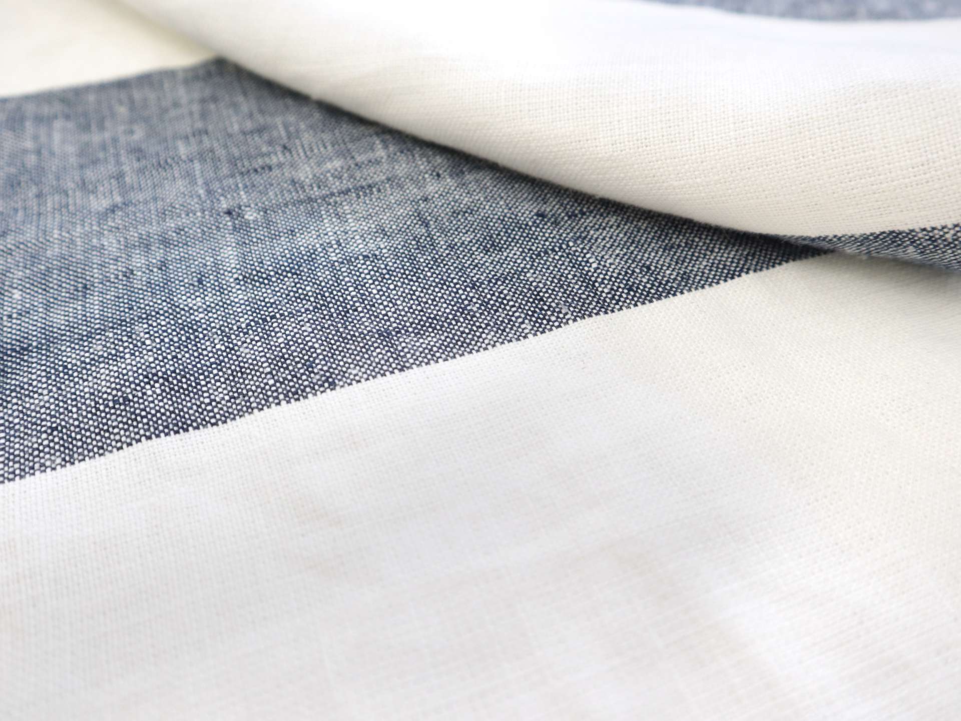 Linen Upholstery Stripe Indigo & Ivory