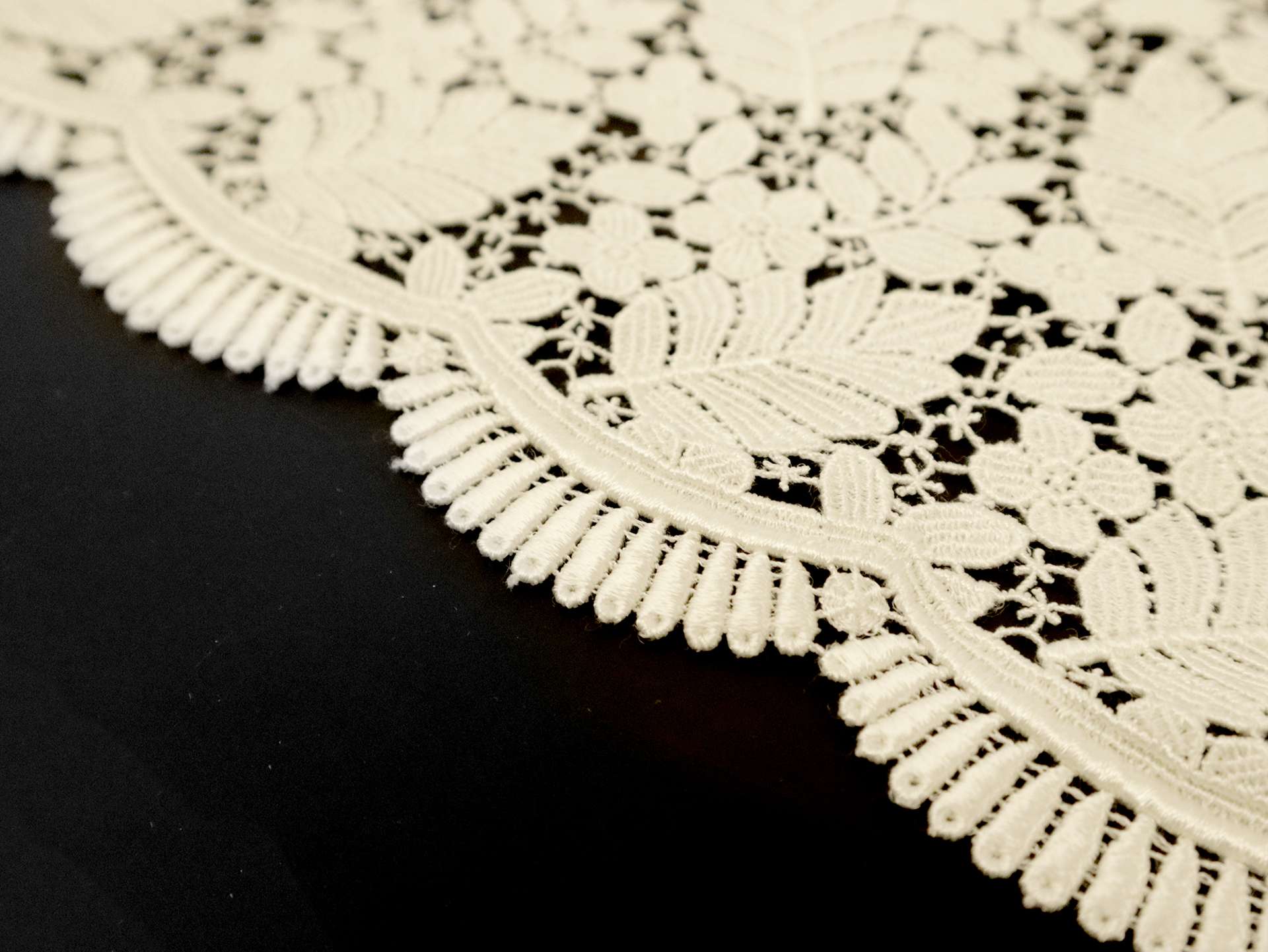 Guipure Lace with Botanical Motif in Ivory