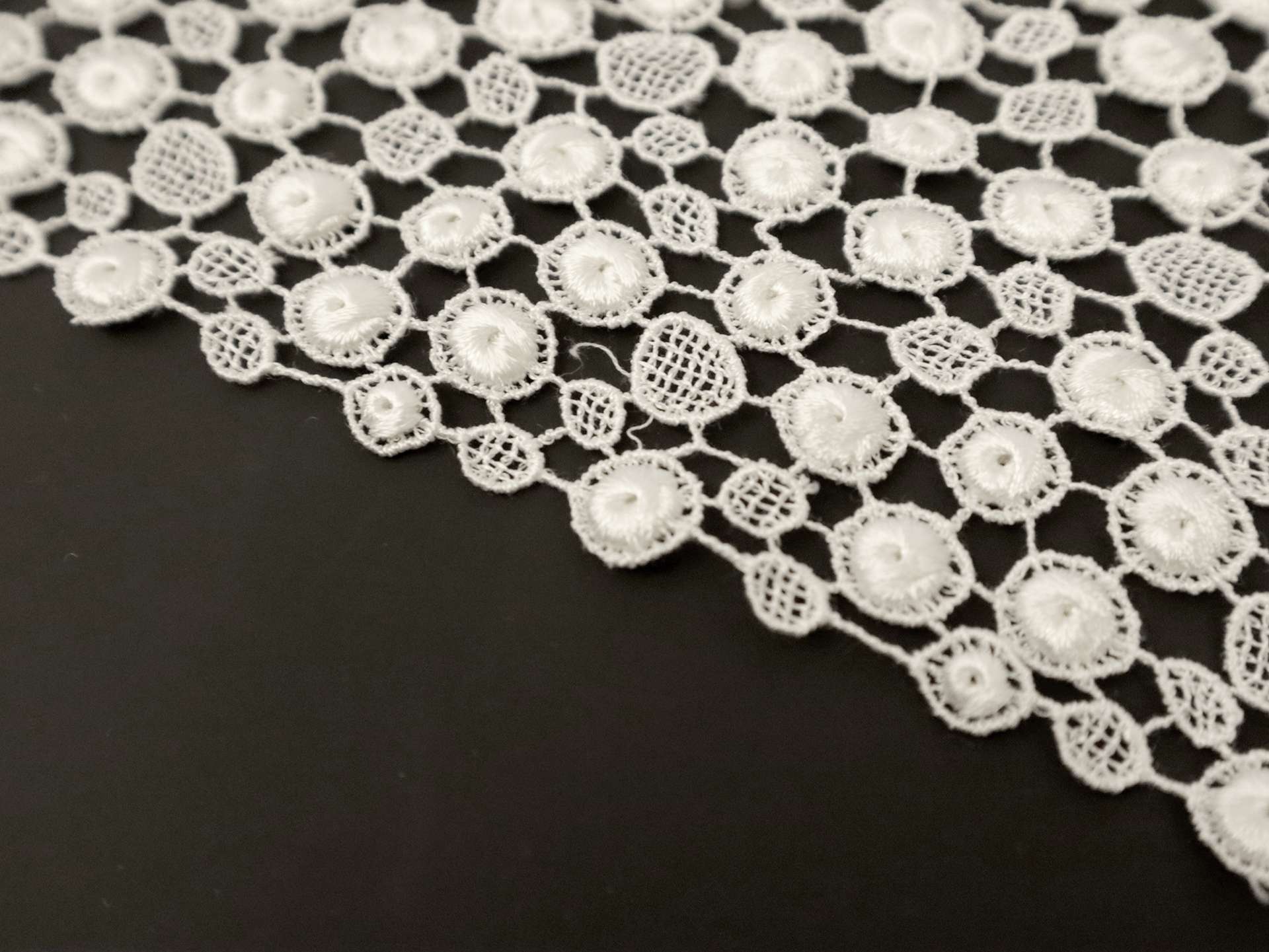 Guipure Lace with Dot Pattern in White