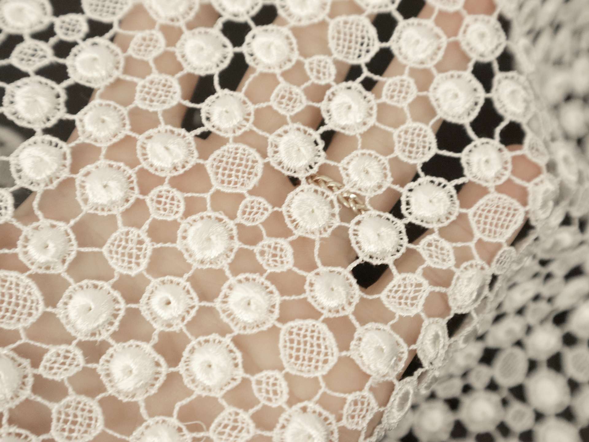 Guipure Lace with Dot Pattern in White