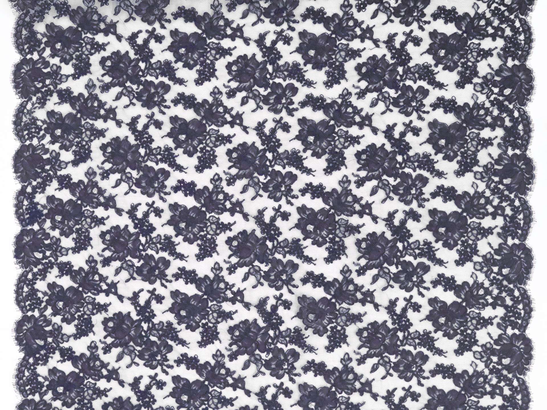 Alençon Floral Lace in Navy