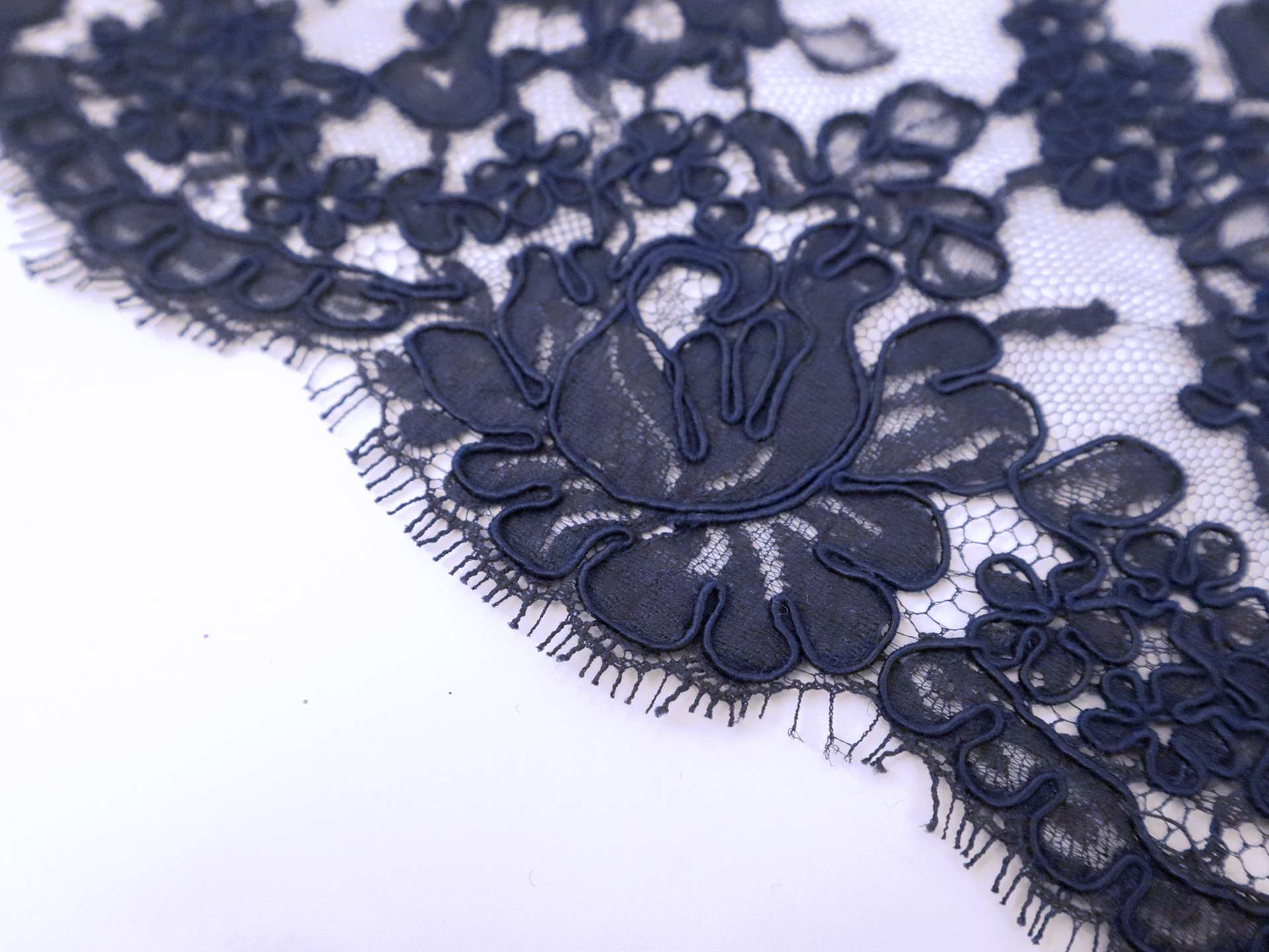 Alençon Floral Lace in Navy