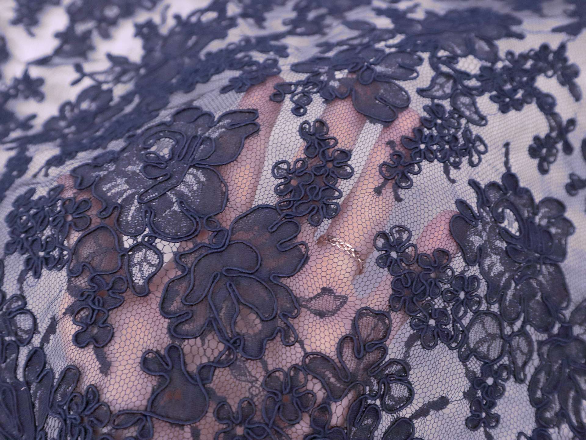 Alençon Floral Lace in Navy