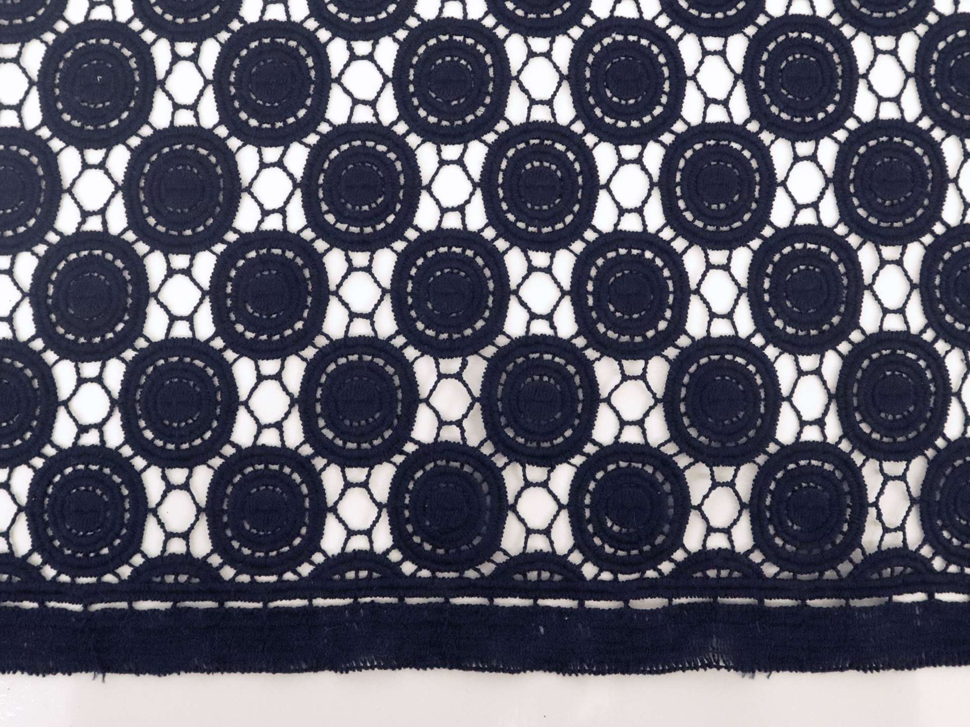 Guipure Lace with Circles Motif in Navy