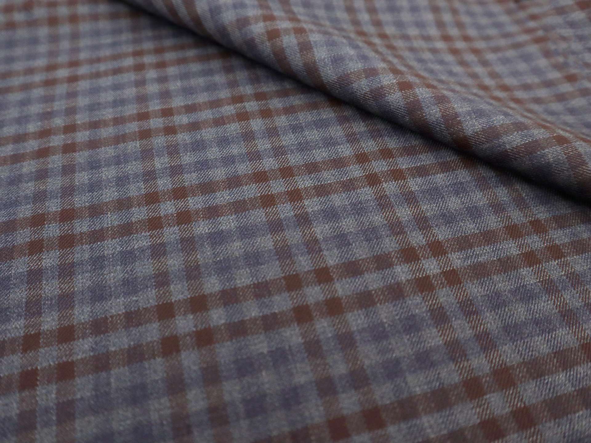 Italian Loro Piana Wool Plaid Suiting in Navy