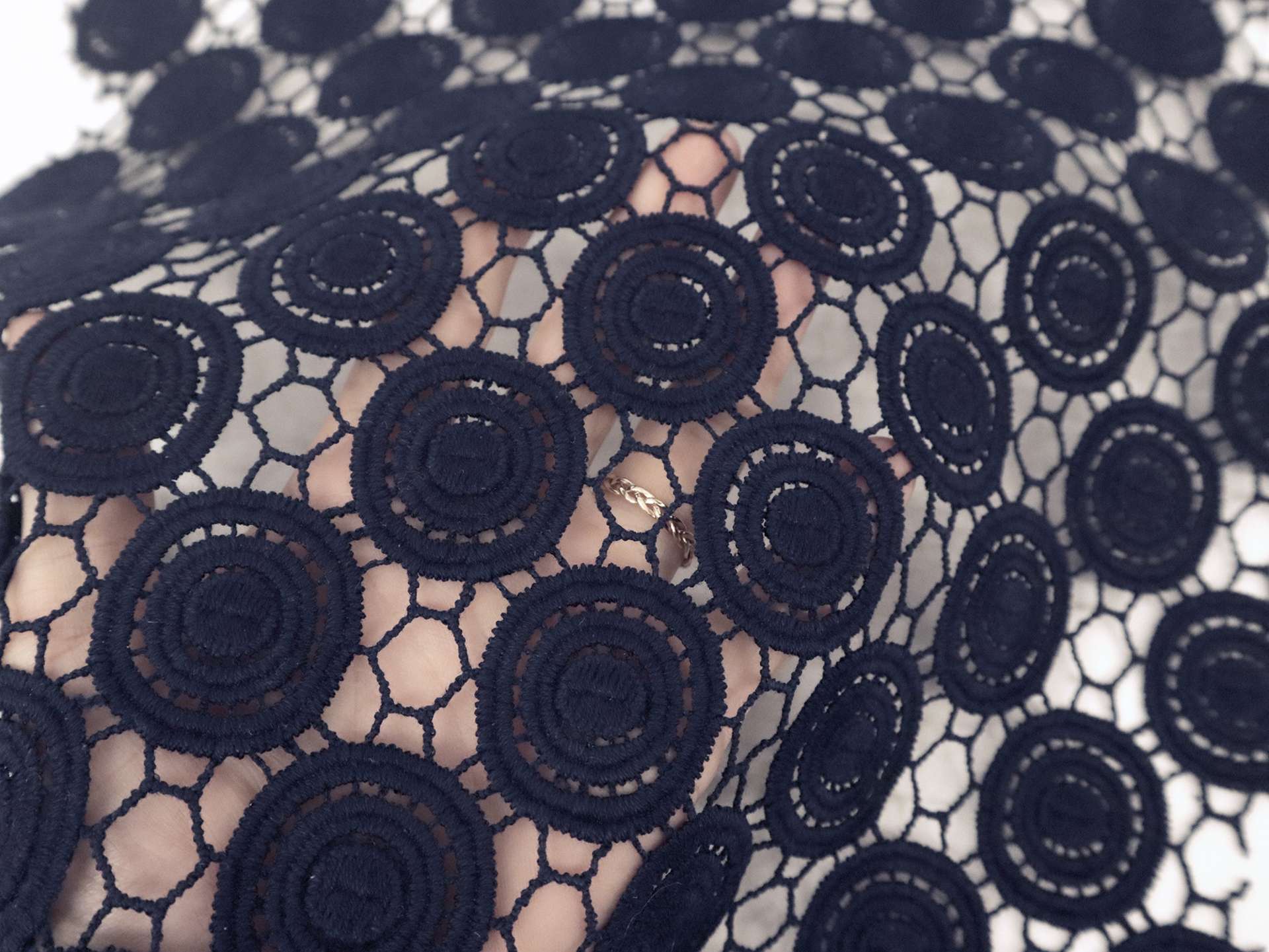 Guipure Lace with Circles Motif in Navy