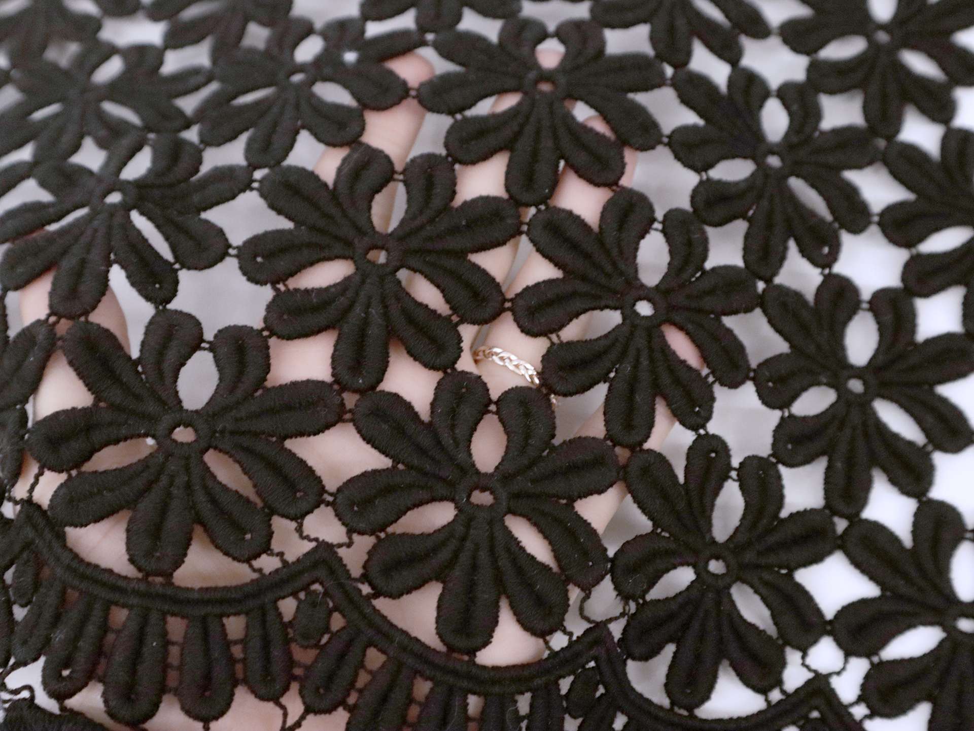 Made in Switzerland Cotton Guipure Lace with Floral Pattern