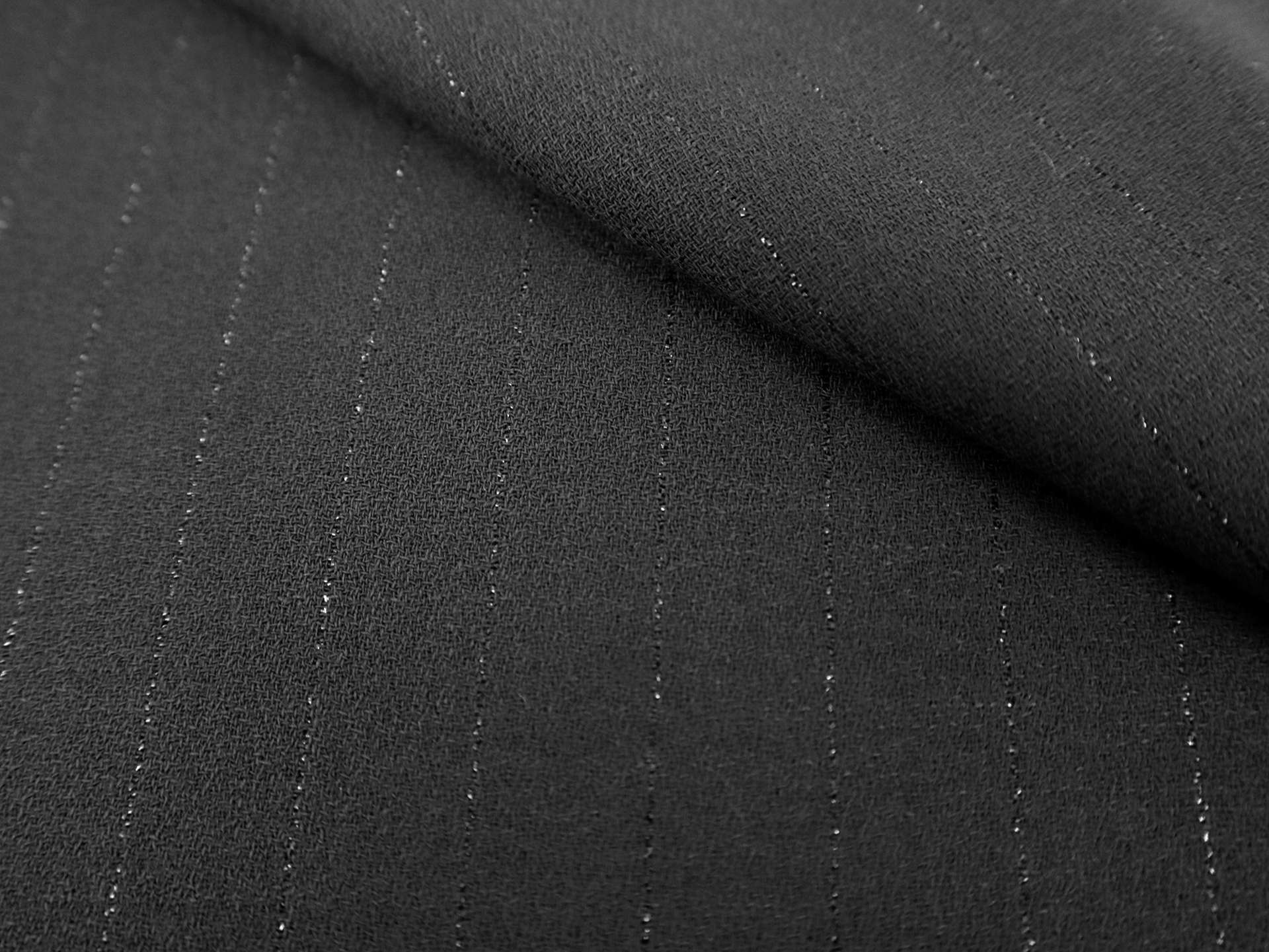 Italian Wool Lurex Stripe in Black