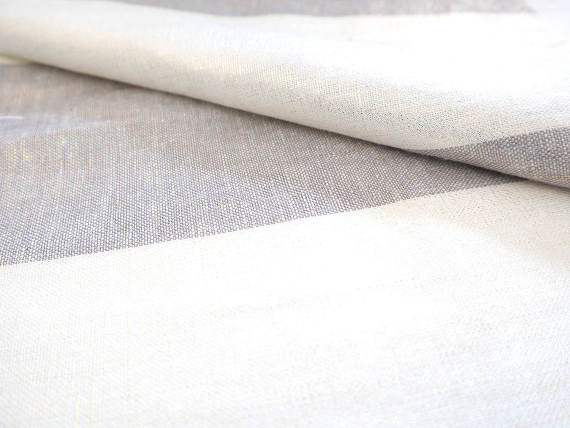 Linen Upholstery Metallic Stripe in Gold Grey