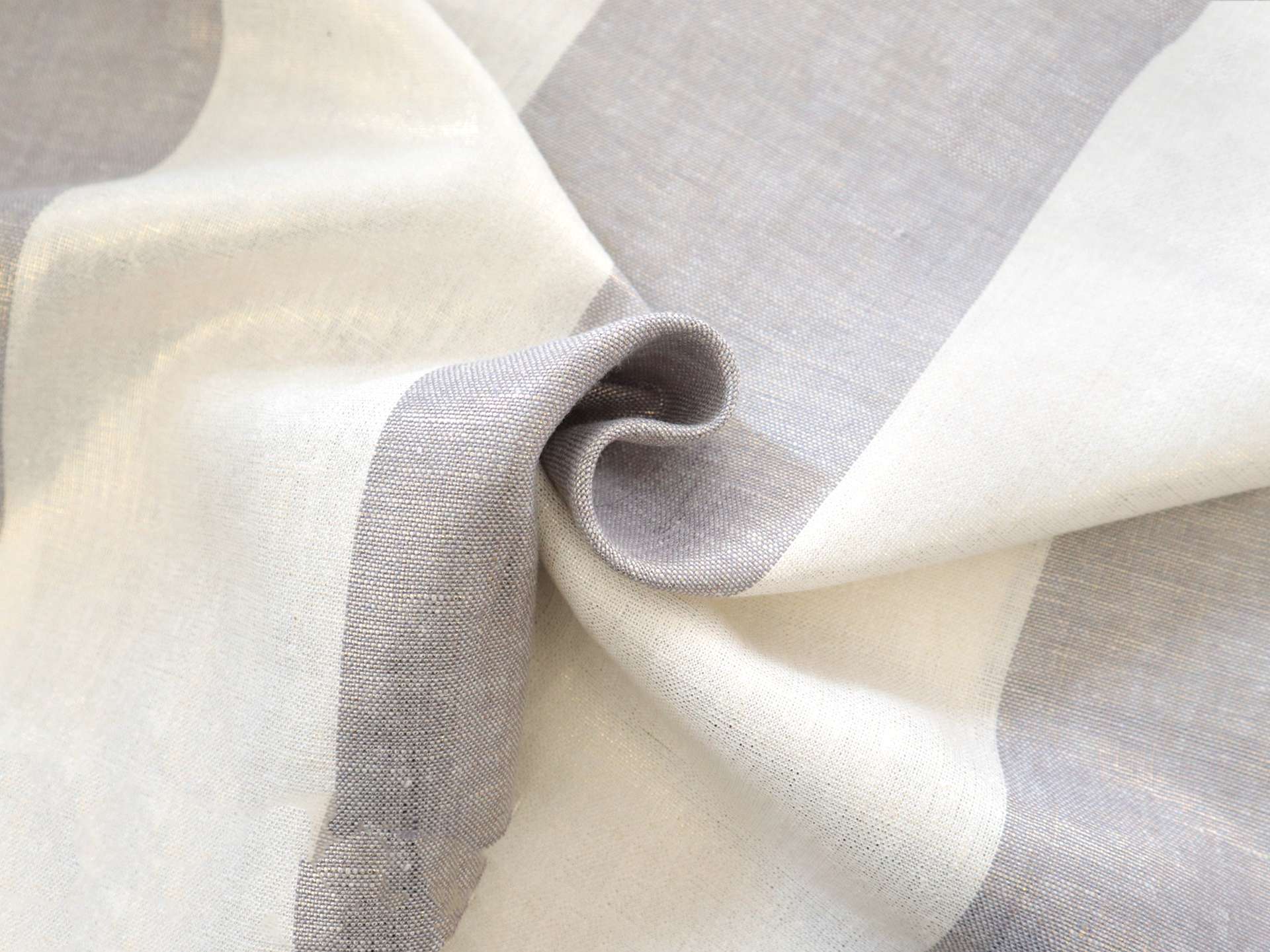 Linen Upholstery Metallic Stripe in Gold Grey