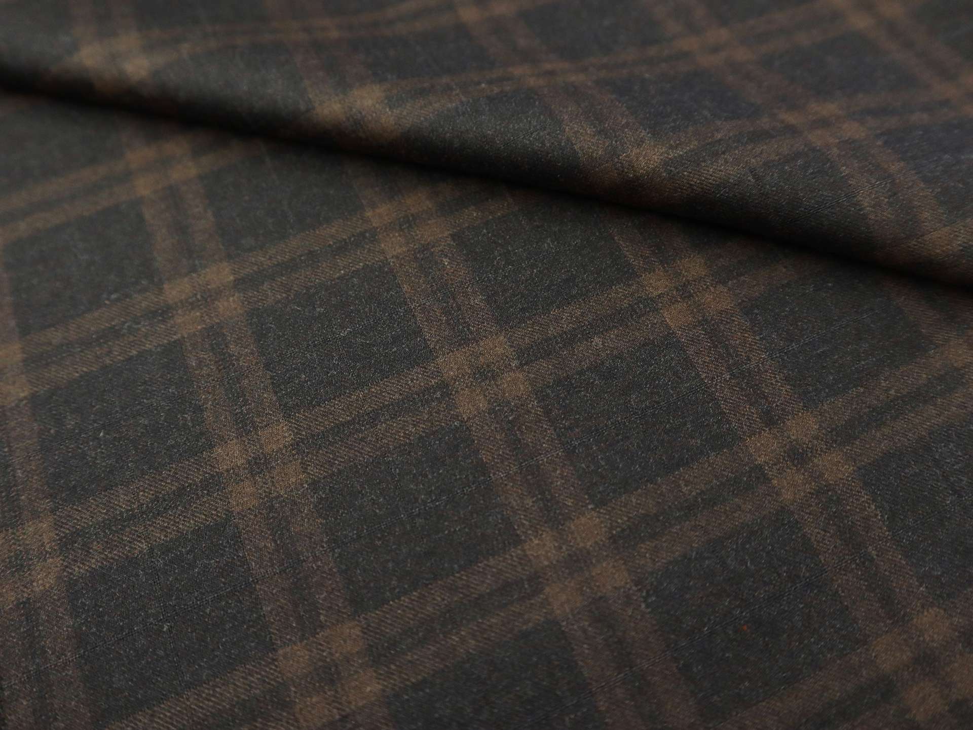 Super 130s Wool Plaid Suiting in Espresso 