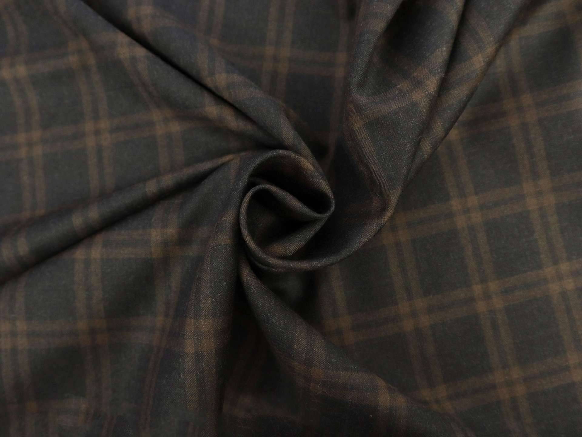 Super 130s Wool Plaid Suiting in Espresso 