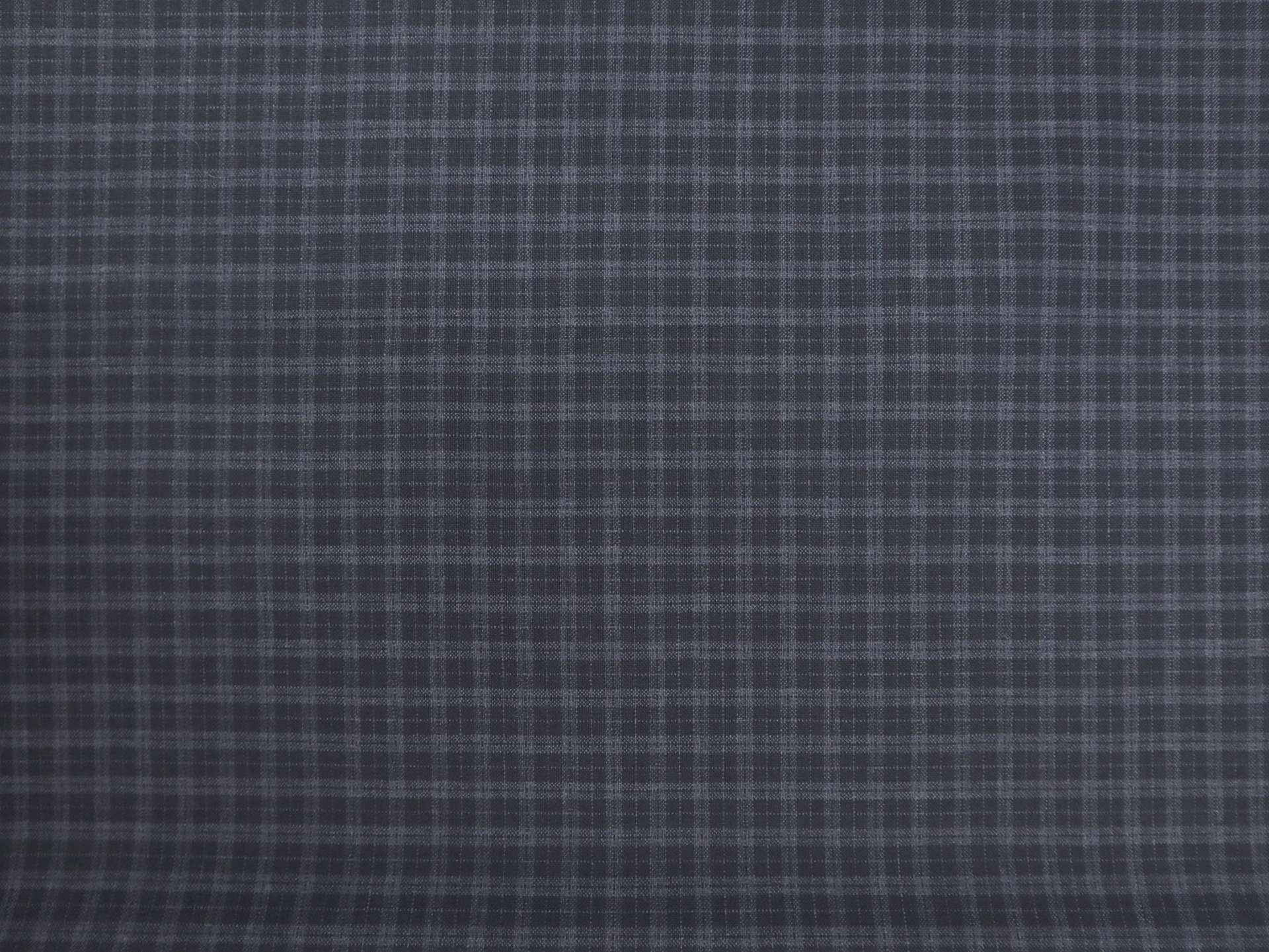 Italian Kiton Wool Mini Plaid Suiting in Dark Navy