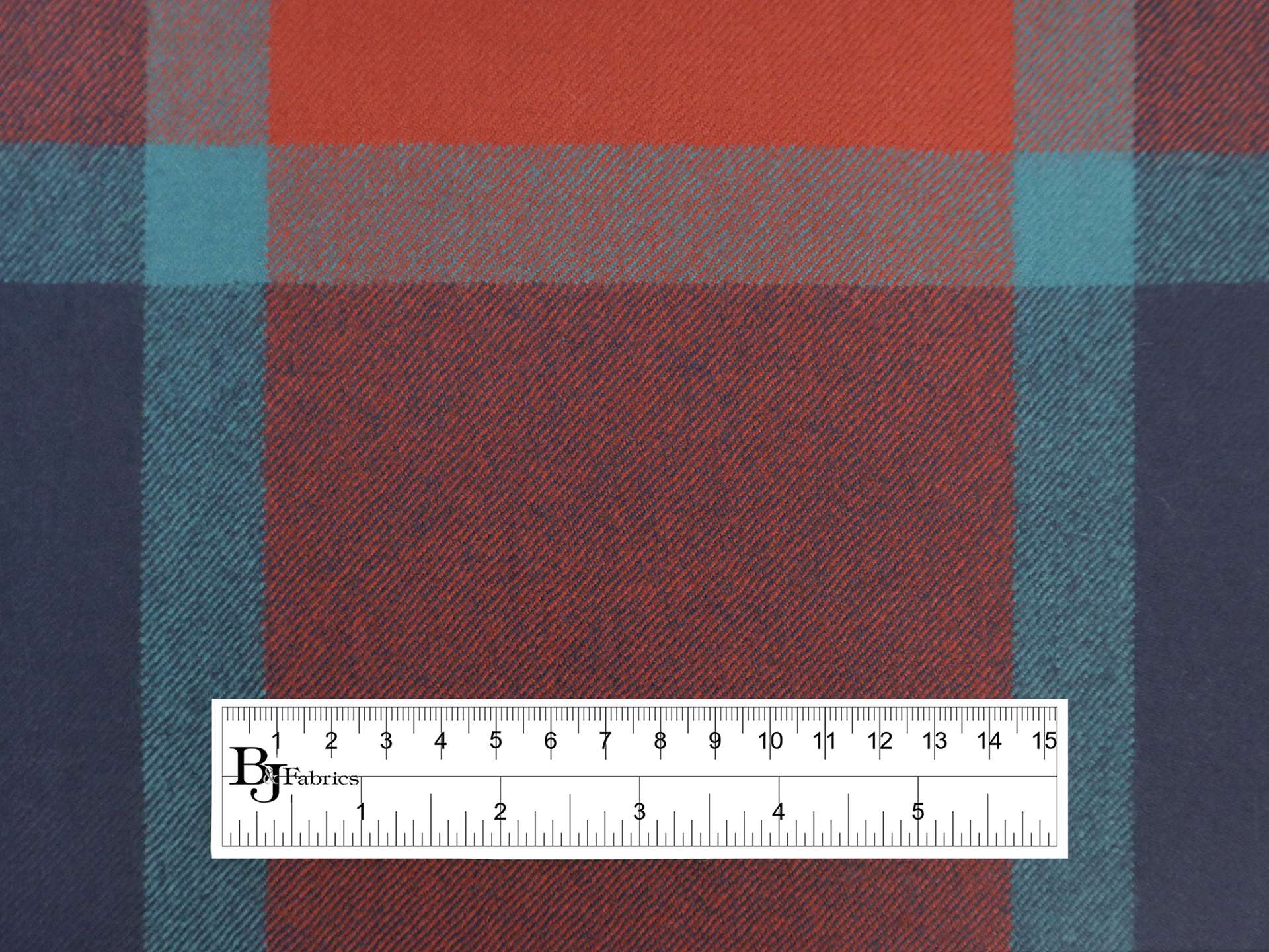 Scottish Wool Plaid Suiting in Clay Turquoise