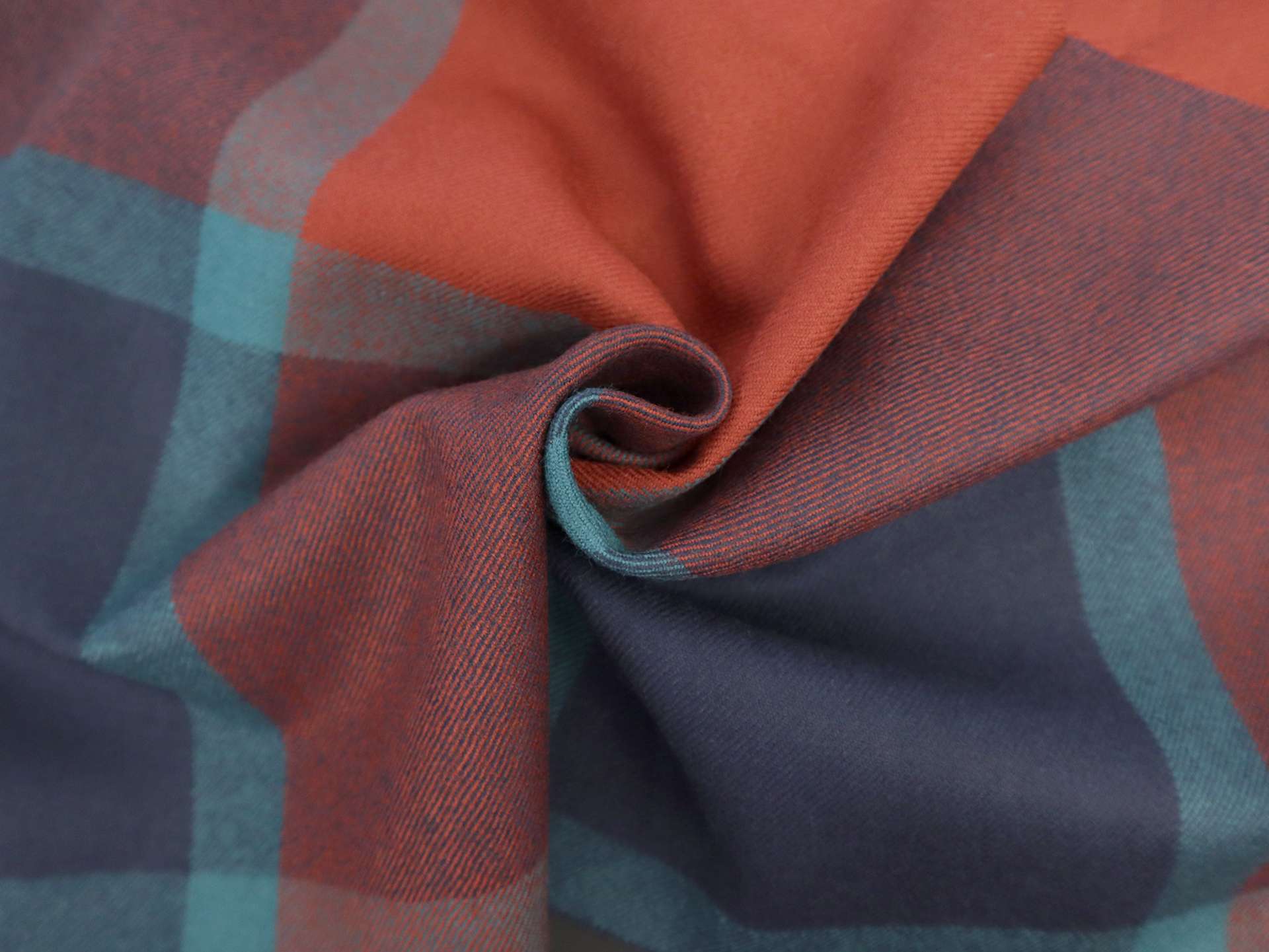 Scottish Wool Plaid Suiting in Clay Turquoise